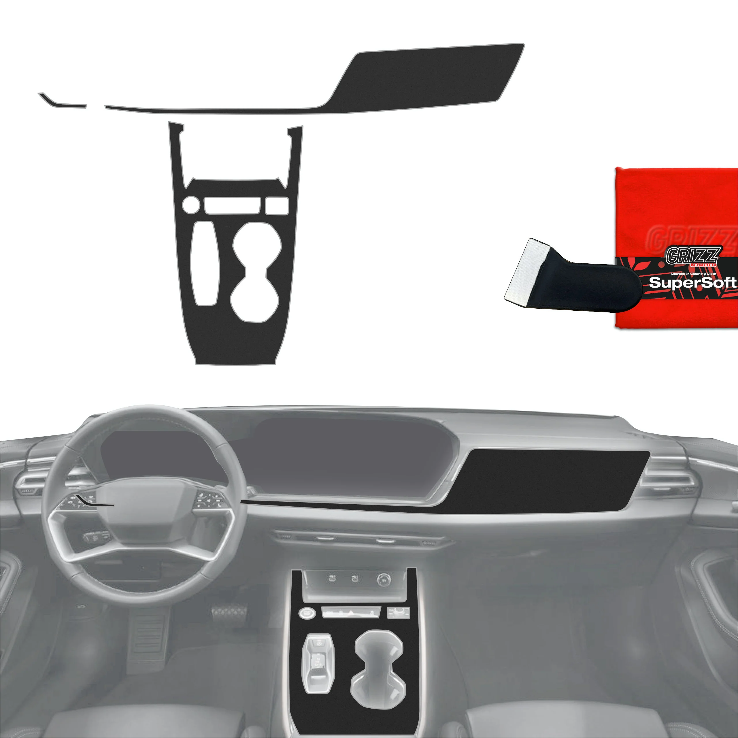 3in1 Schutzfolien Grizz Protector für Mittelkonsole & Armaturenbrett - Audi A5 B10 (2025) Schwarz Matt Antifingerprint