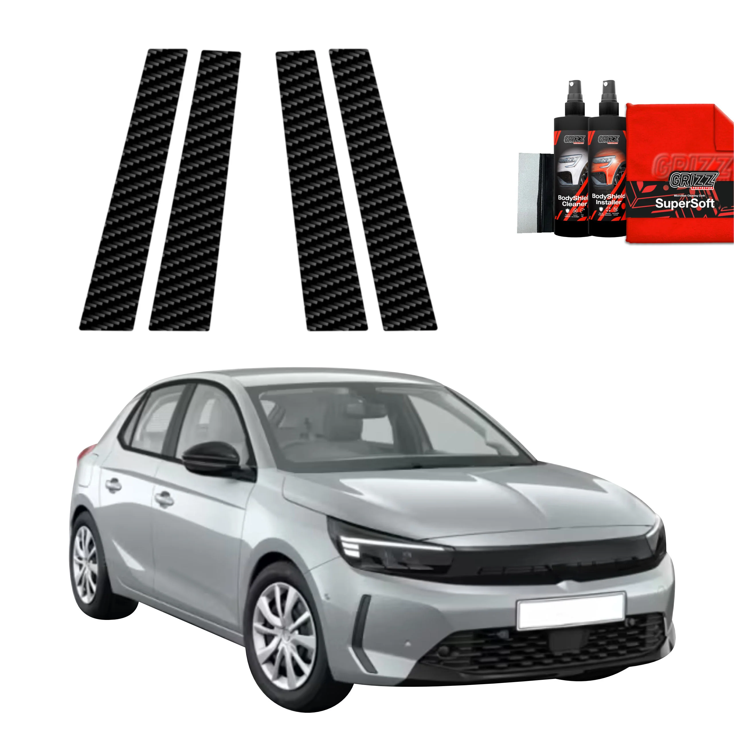 4in1 Kohlenstoff Schutzfolie Grizz Protector für B-Säule - Opel Corsa (2023- 2025)