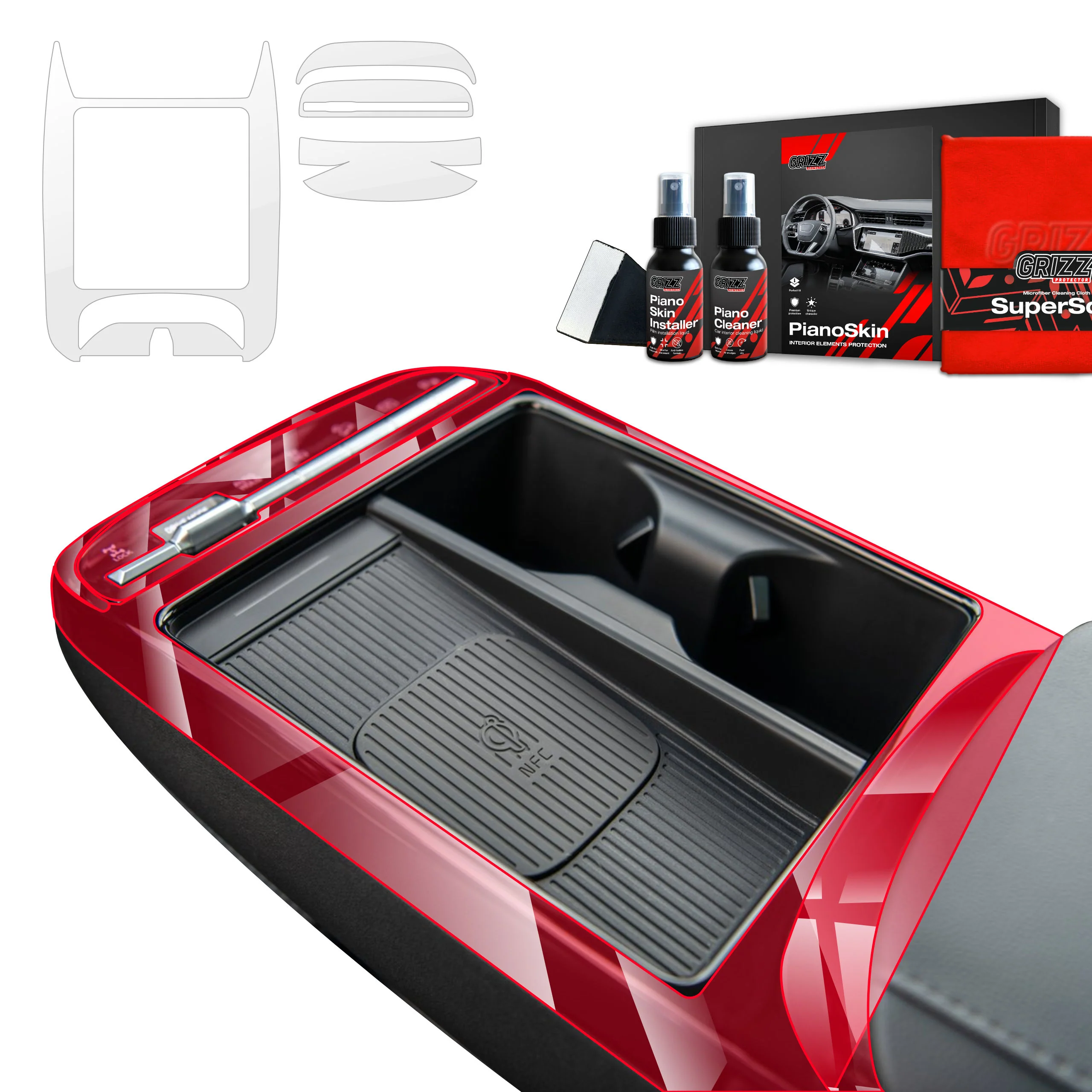 4in1 Mittelkonsole Schutzfolie Grizz Protector für Hyundai Tucson Facelift (2024-2025) Glanz