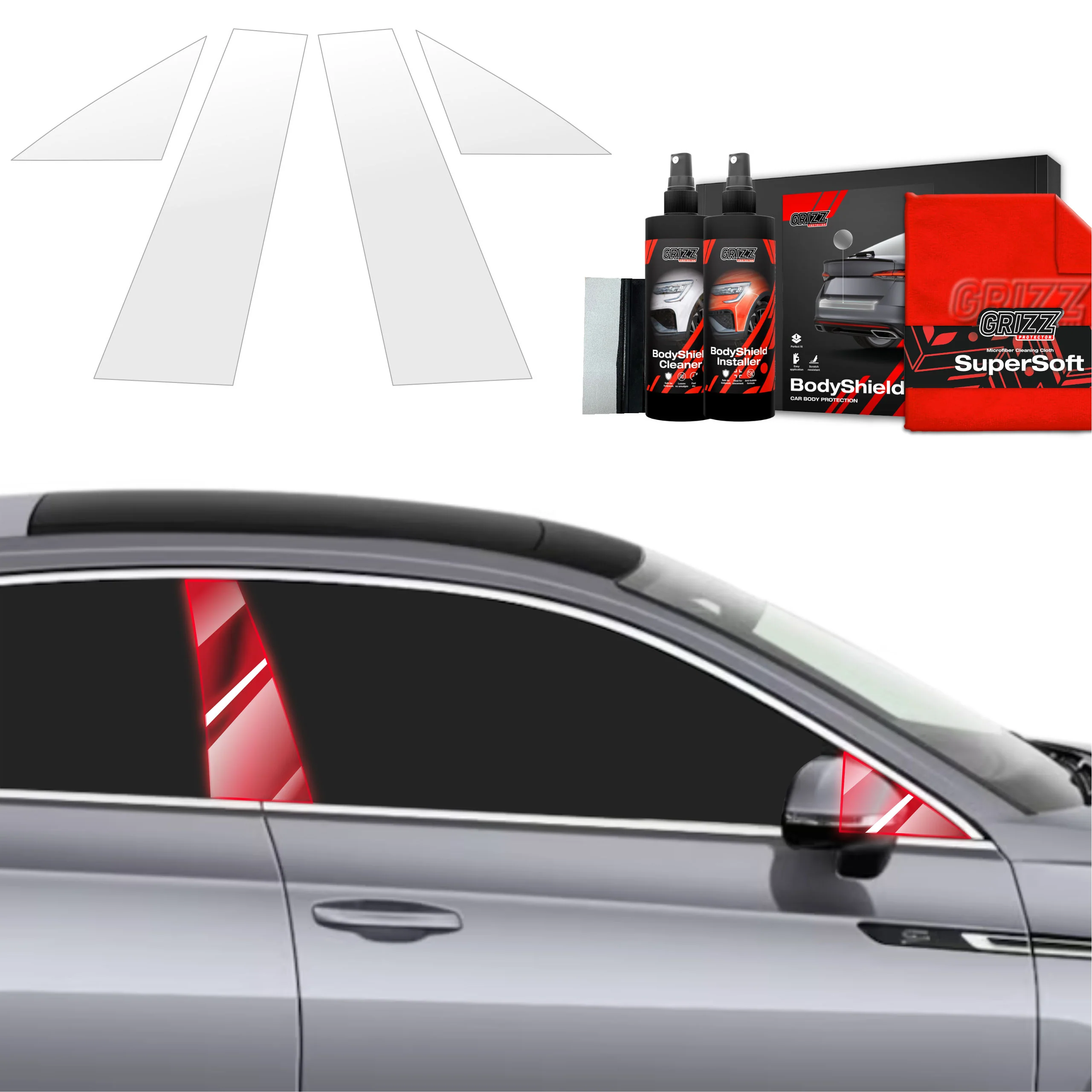 4in1 Schutzfolie Grizz Protector für A-B-Säule - Volkswagen VW Arteon (2024-2025)