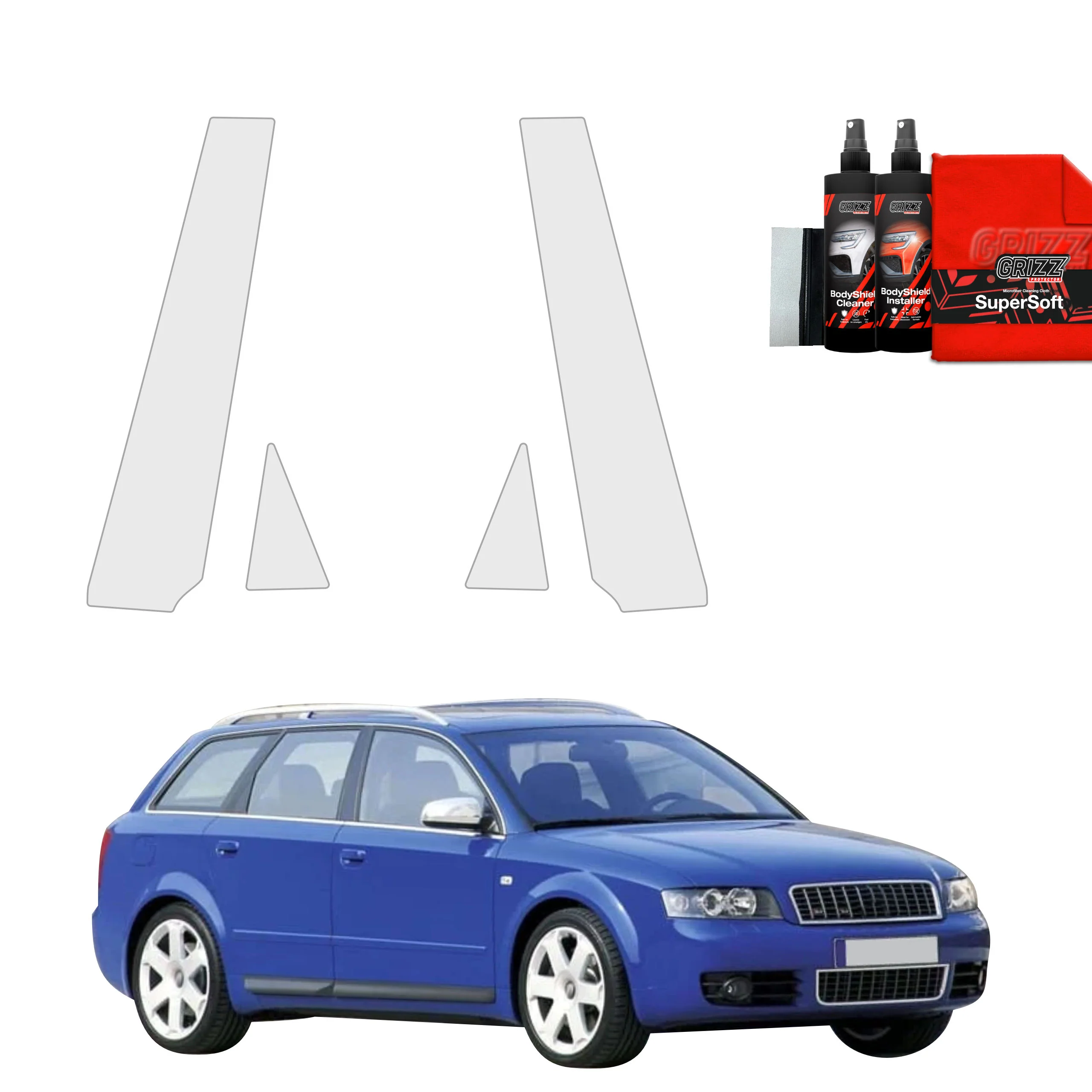 4in1 Schutzfolie Grizz Protector für B-C-Säule - Audi A4 B6 Avant (2000-2006)
