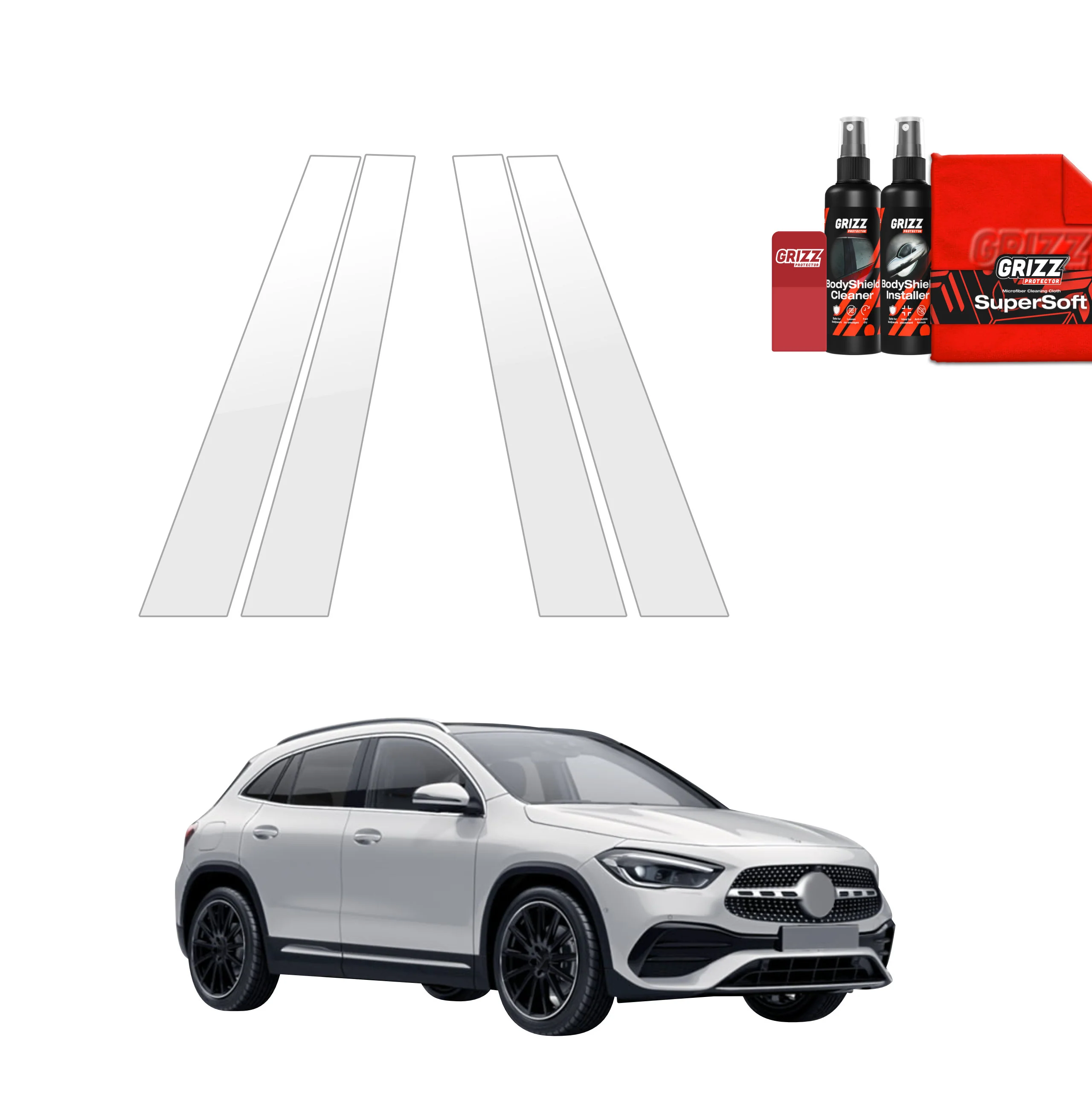 4in1 Schutzfolie Grizz Protector für B-C-Säule - Mercedes GLA 200 (2020-2026)