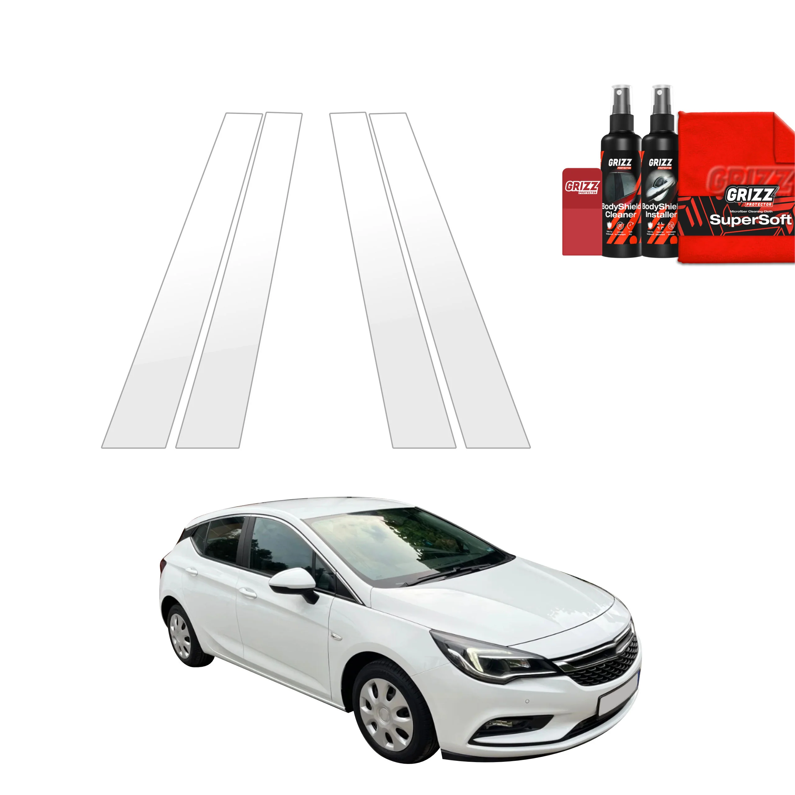 4in1 Schutzfolie Grizz Protector für B-C-Säule - Opel Astra K Facelift (2019-2022)