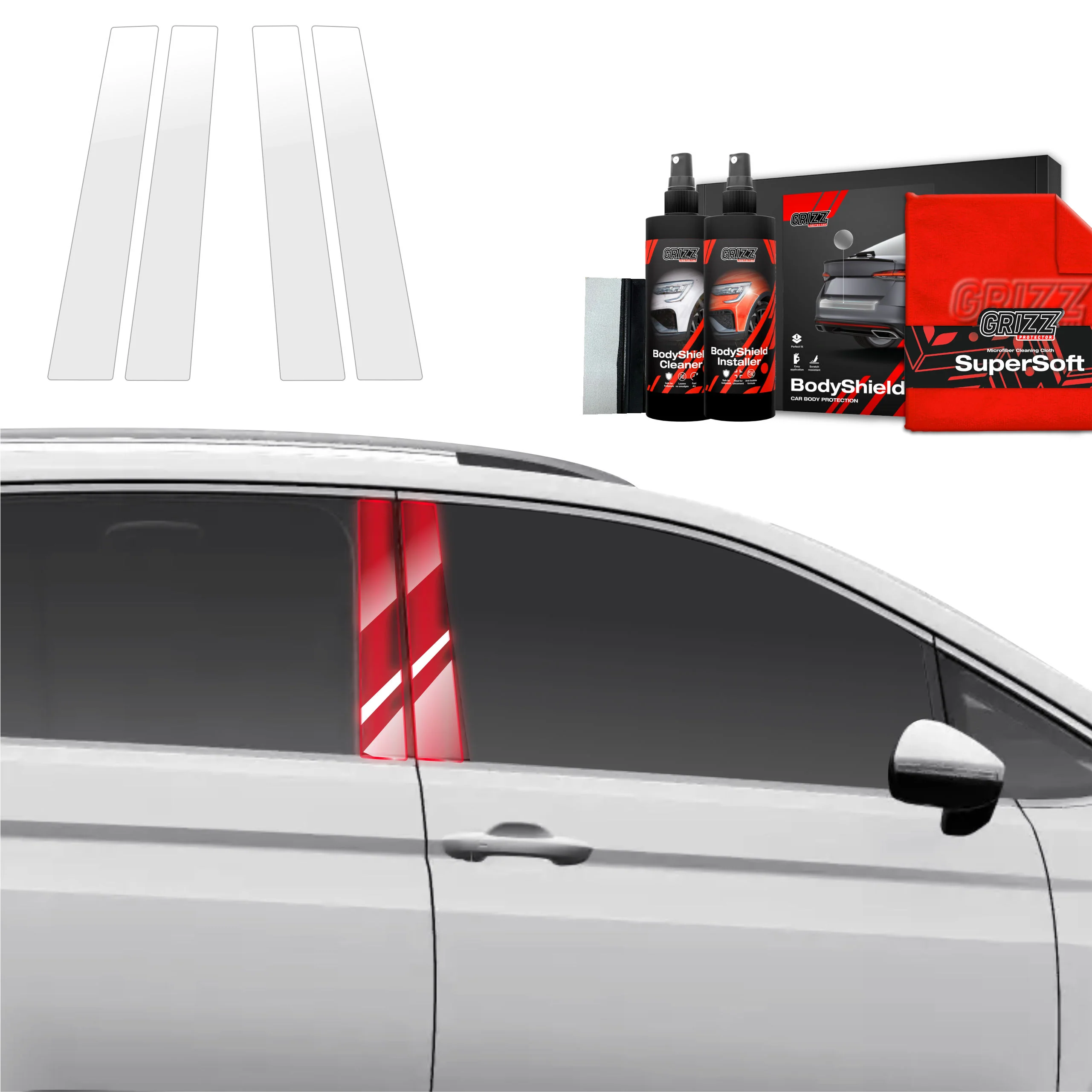 4in1 Schutzfolie Grizz Protector für B-Säule - Volkswagen VW Touran (2024-2025)