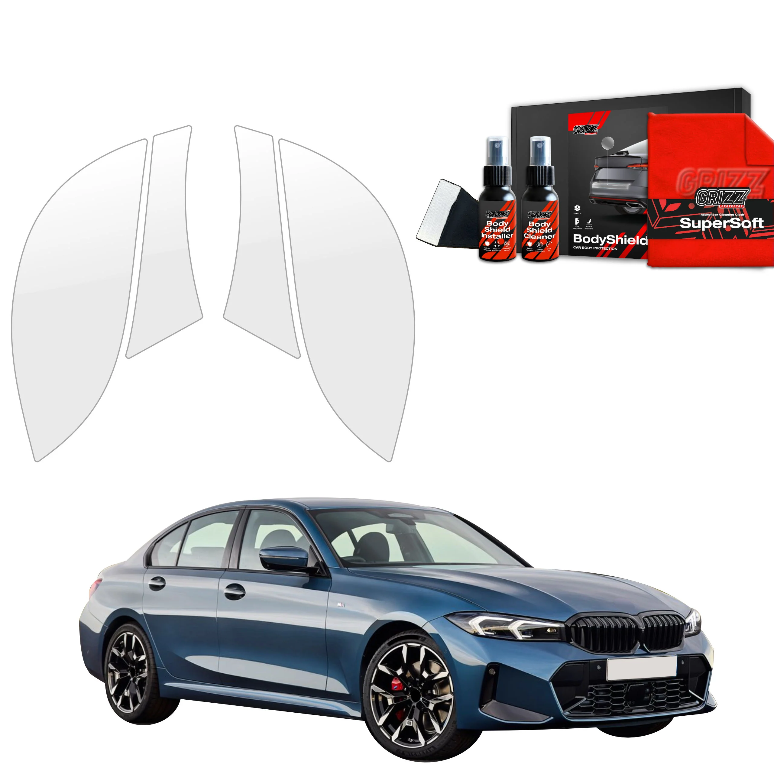 4in1 Schutzfolie Grizz Protector für hinteren & vorderen Seitenschwelle - BMW 3 Sedan (2025)