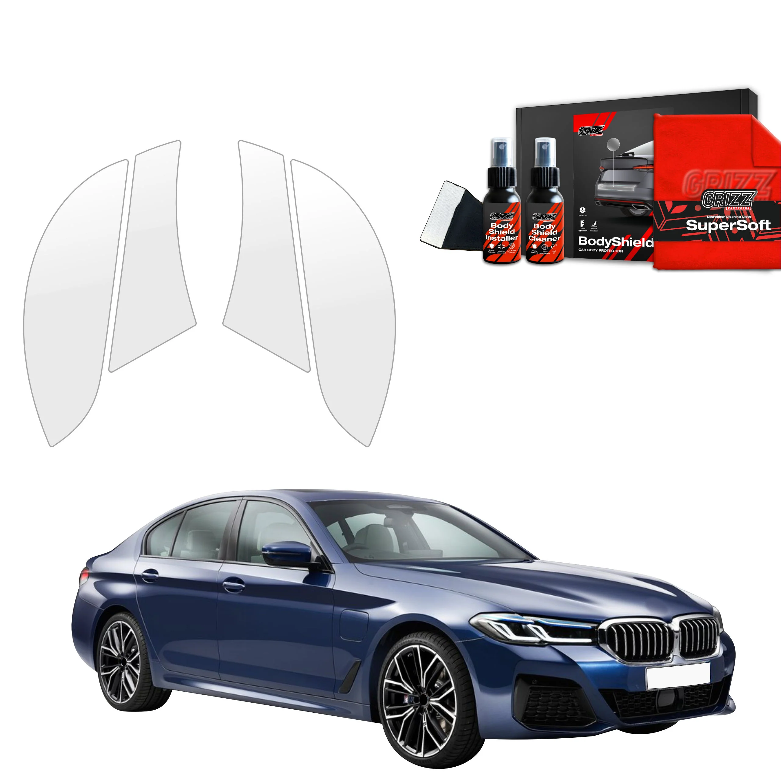 4in1 Schutzfolie Grizz Protector für hinteren & vorderen Seitenschwelle - BMW 5 G30 Sedan (2023- 2025)