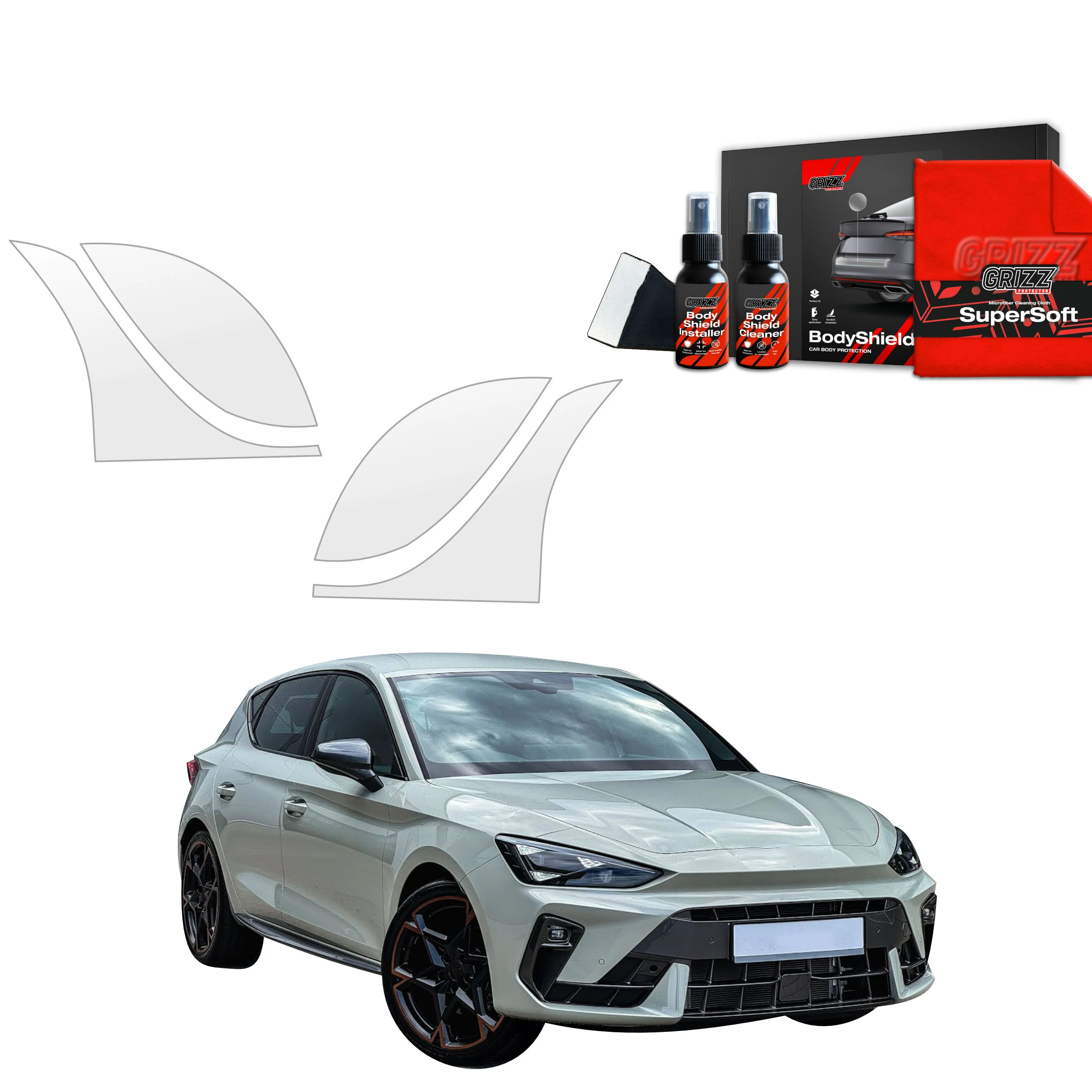 4in1 Schutzfolie Grizz Protector für hinteren & vorderen Seitenschwelle - Cupra Leon Hatchback (2024-2025)