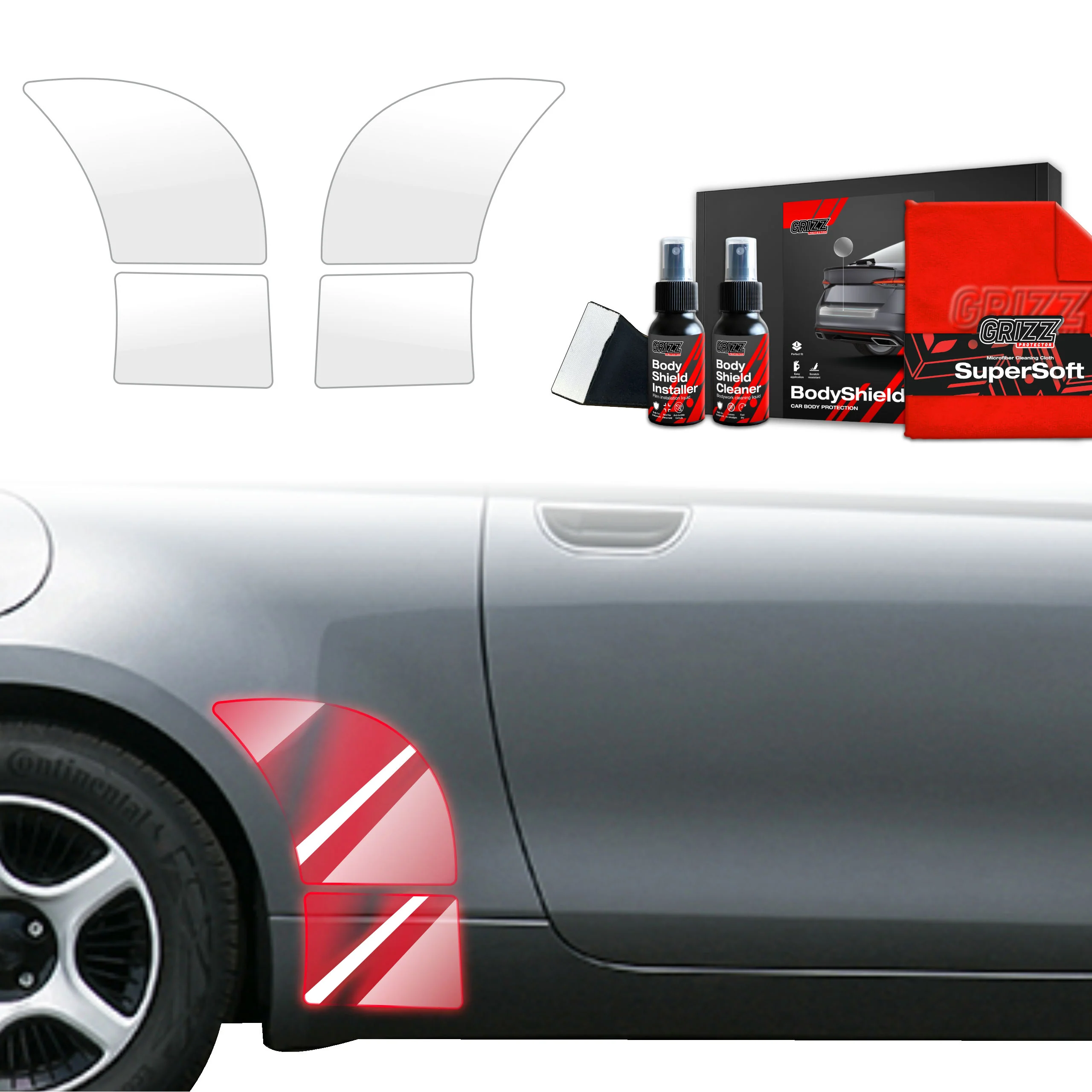 4in1 Schutzfolie Grizz Protector für hinteren & vorderen Seitenschwelle - Fiat 500 (2016-2025)