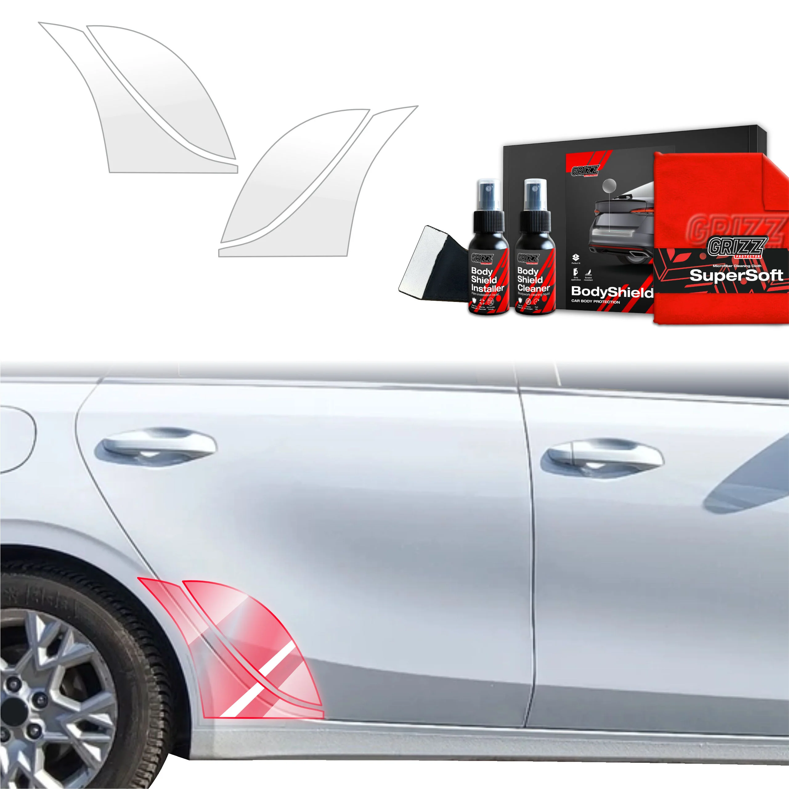 4in1 Schutzfolie Grizz Protector für hinteren & vorderen Seitenschwelle - Kia Ceed SW Kombi (2021-2025)