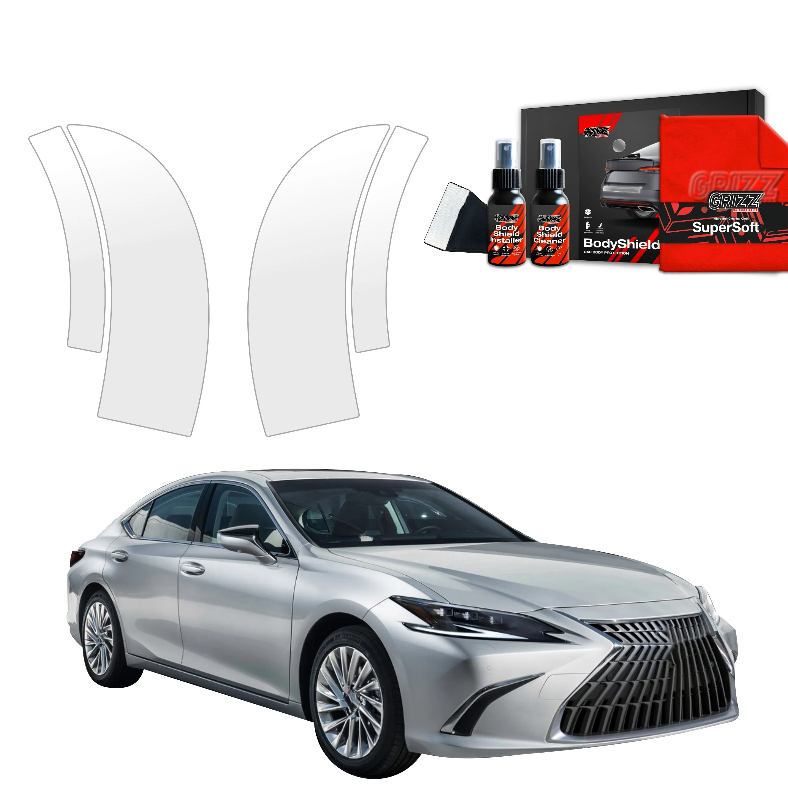 4in1 Schutzfolie Grizz Protector für hinteren & vorderen Seitenschwelle - Lexus ES 300h (2021-2024)