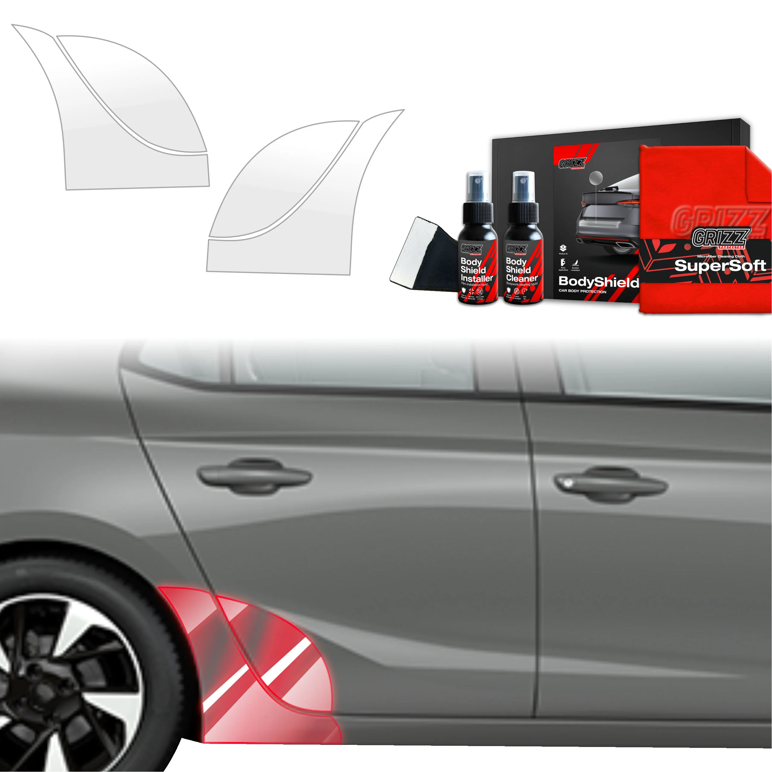 4in1 Schutzfolie Grizz Protector für hinteren & vorderen Seitenschwelle - Opel Corsa (2023- 2025)