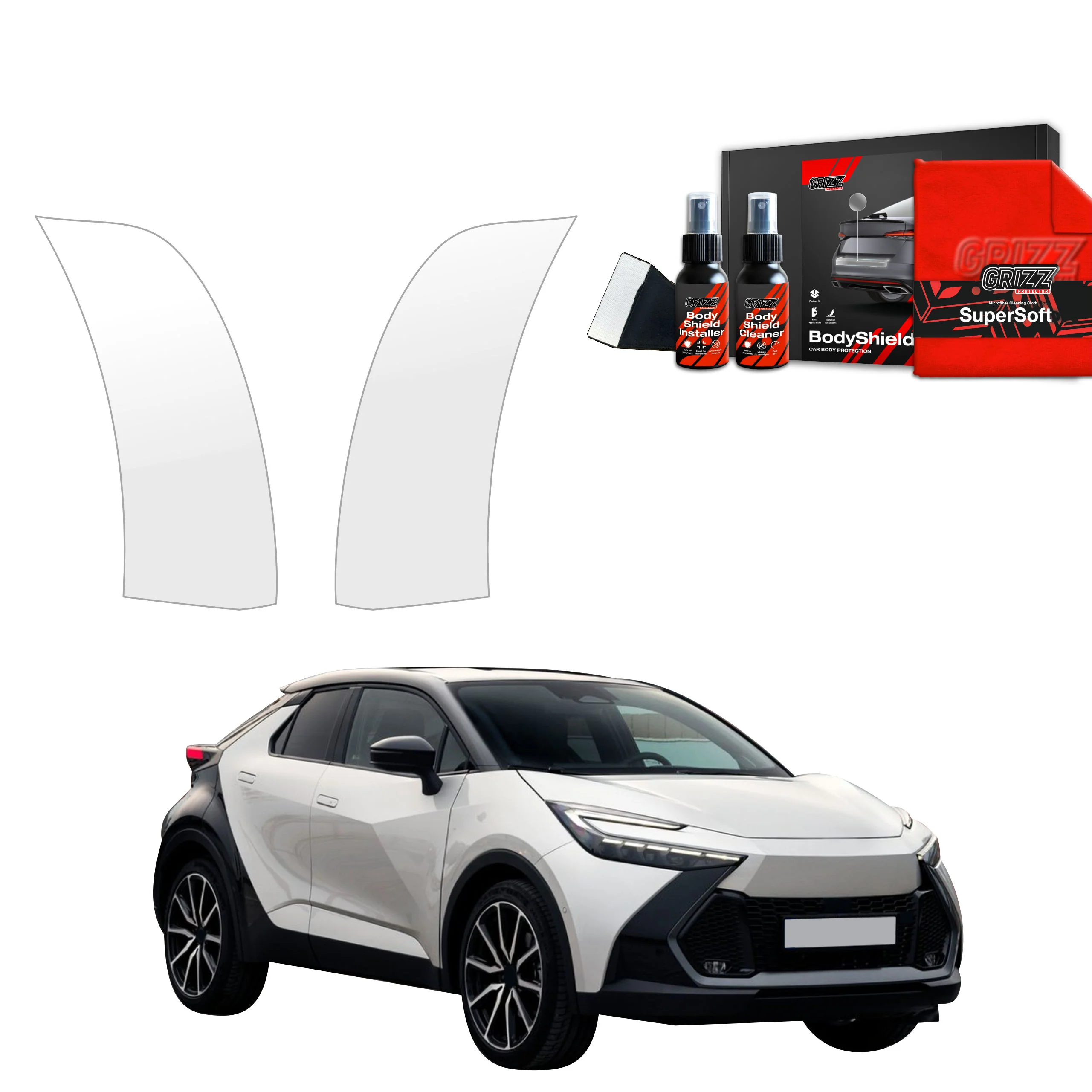 4in1 Schutzfolie Grizz Protector für hinteren & vorderen Seitenschwelle - Toyota C-HR (2023-2025)