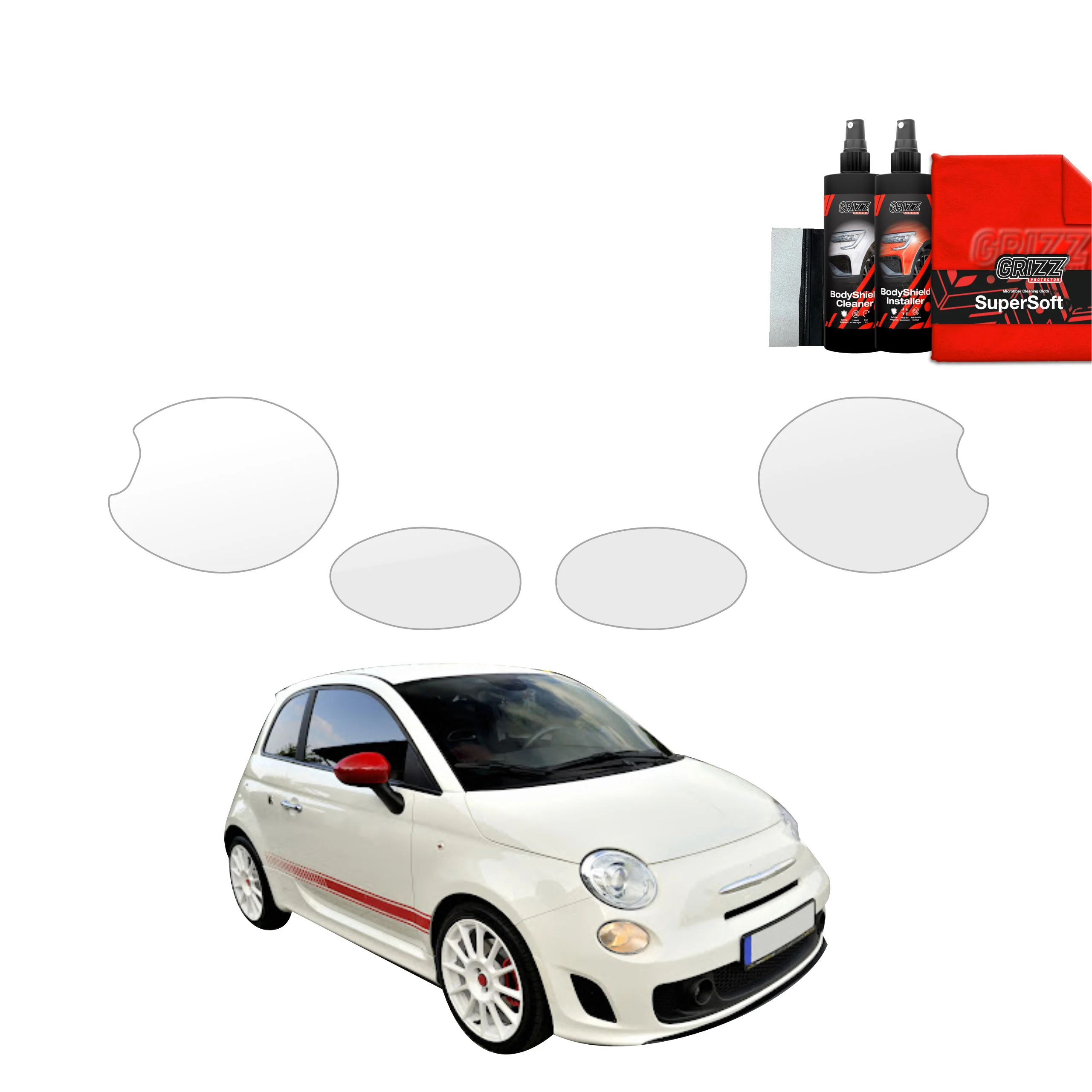4in1 Schutzfolie Grizz Protector für Scheinwerfer - Abarth 500 (2016-2023)