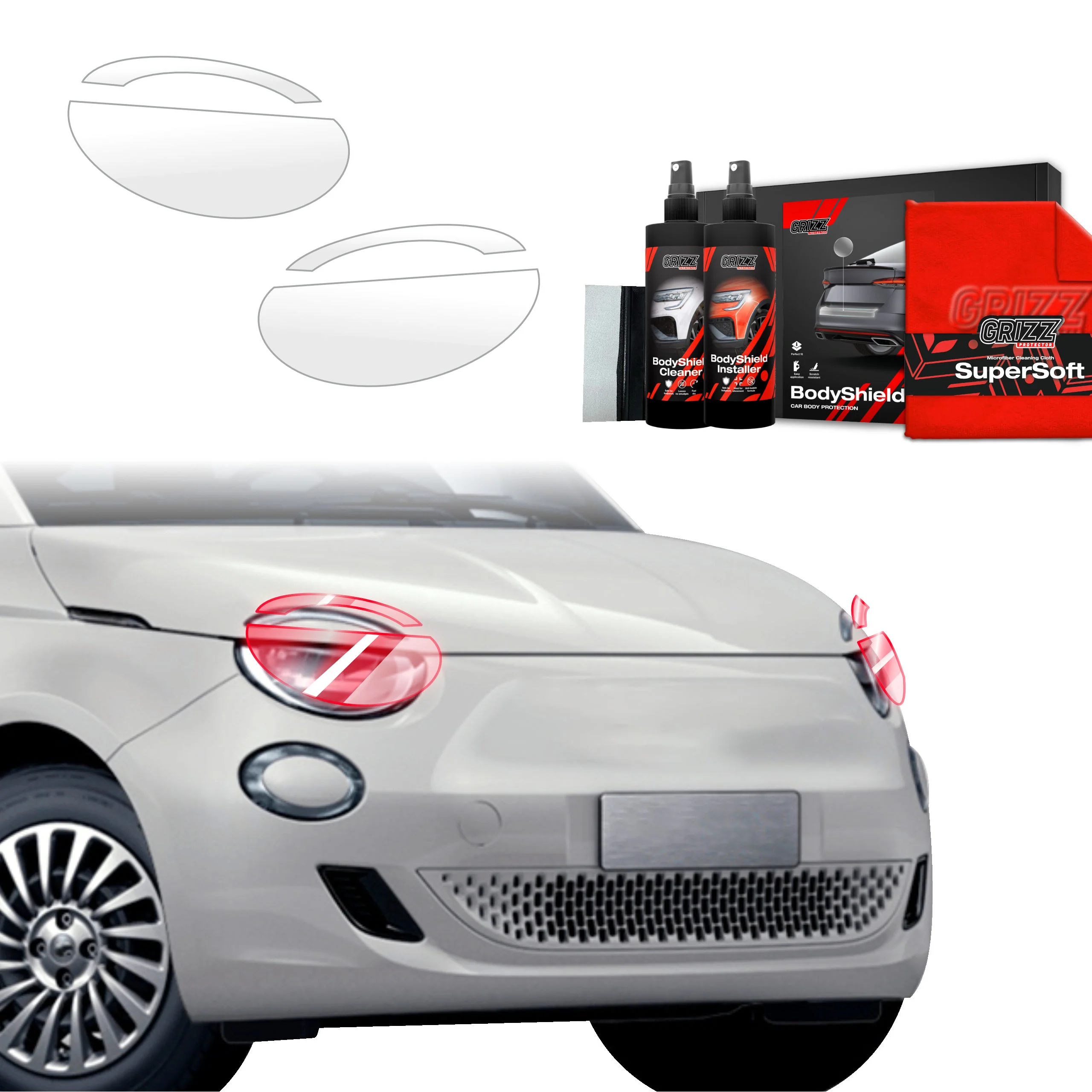 4in1 Schutzfolie Grizz Protector für Scheinwerfer - Fiat 500 (2016-2025)