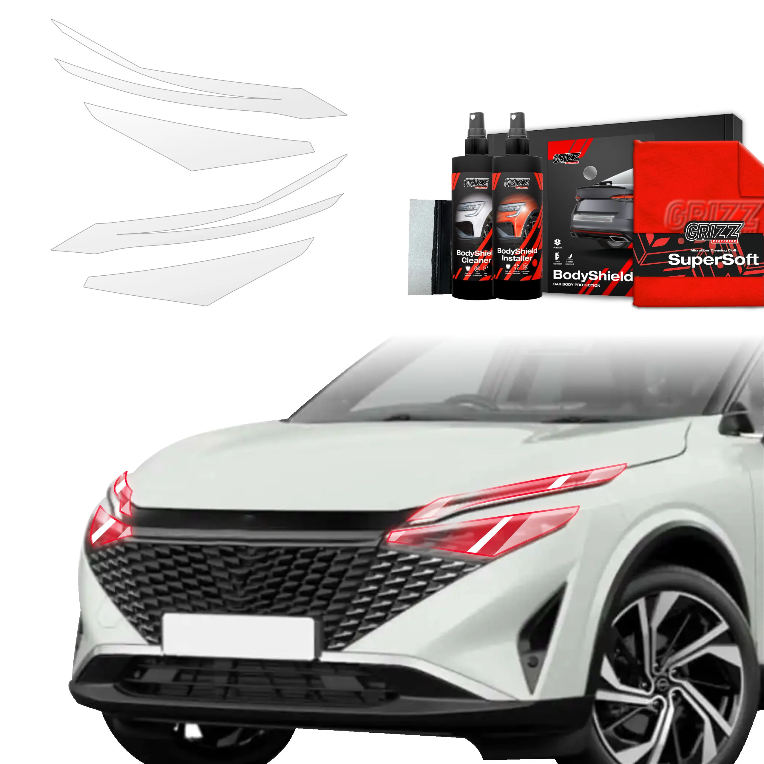 4in1 Schutzfolie Grizz Protector für Scheinwerfer - Nissan Qashqai 3 Facelift (2024-2025)
