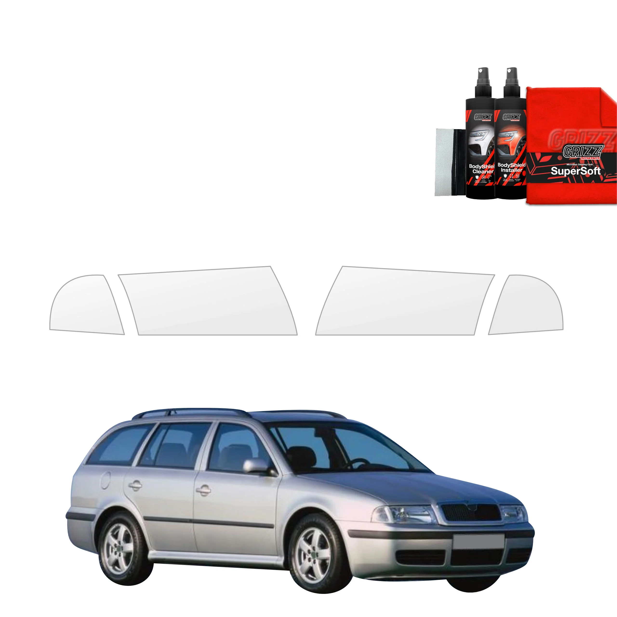 4in1 Schutzfolie Grizz Protector für Scheinwerfer - Skoda Octavia Kombi (1996-2010)