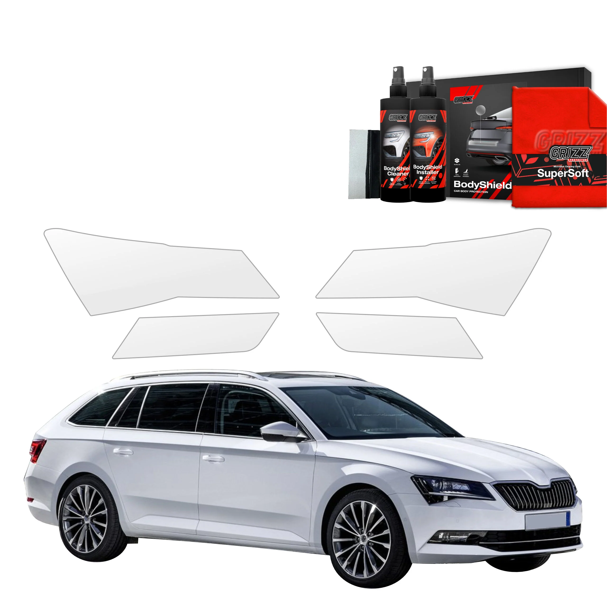 4in1 Schutzfolie Grizz Protector für Scheinwerfer - Skoda Superb 3 Combi (2016-2019)