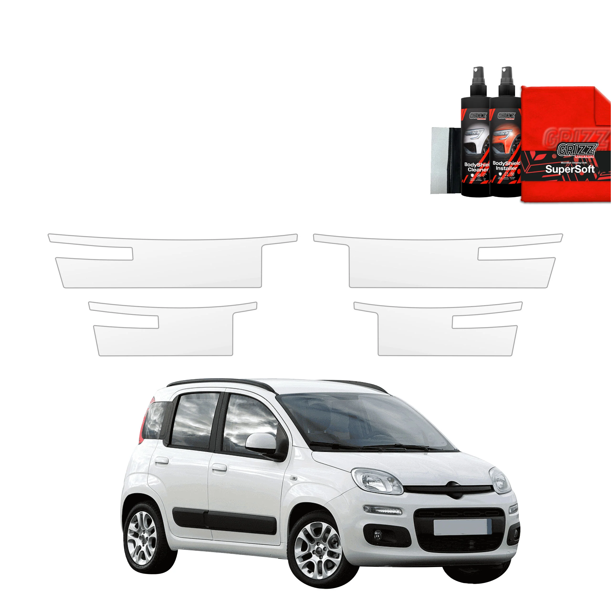 4in1 Schutzfolie Grizz Protector für Schweller - Fiat Panda 3 Hatchback 5D (2011-2016)