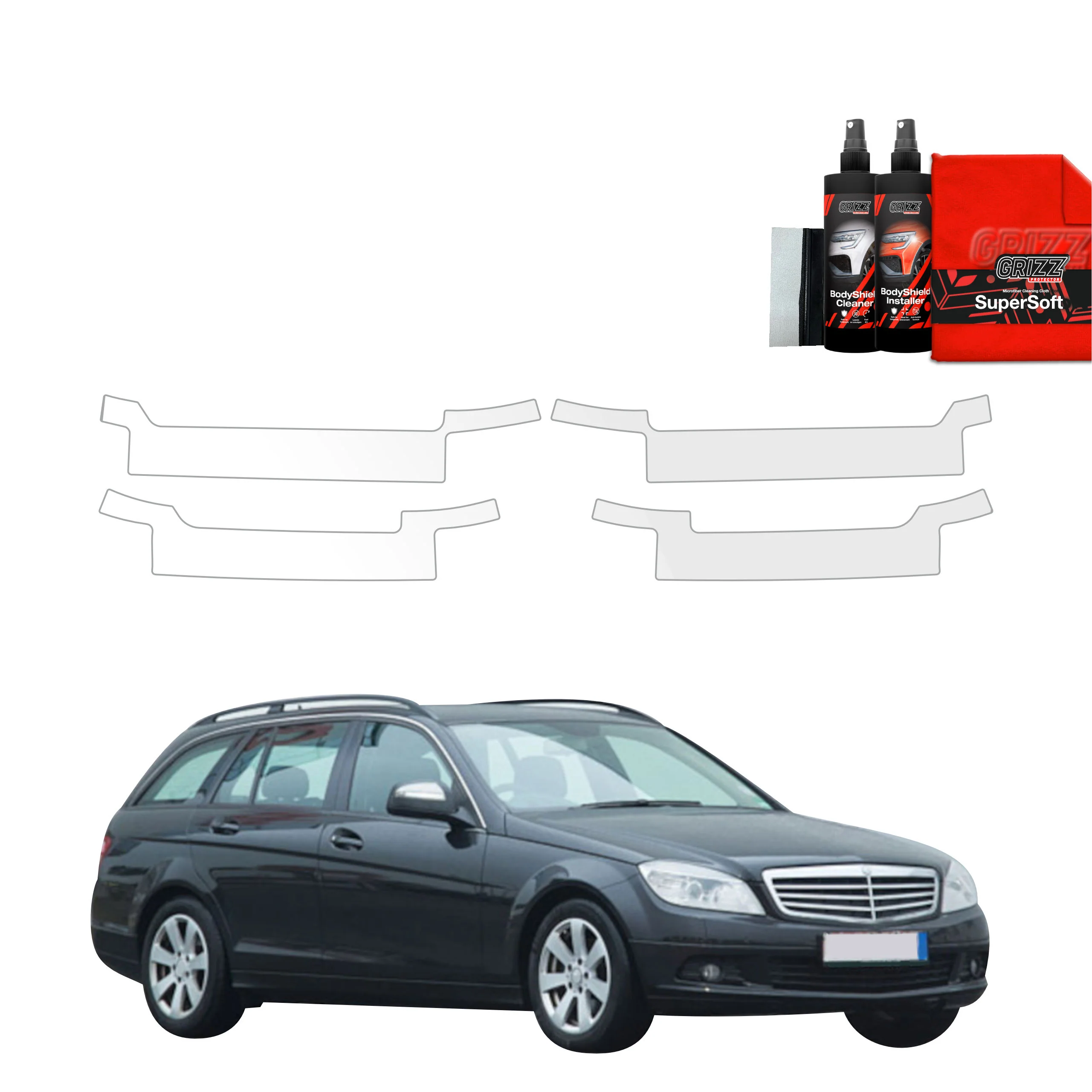 4in1 Schutzfolie Grizz Protector für Schweller - Mercedes Benz C Klasse S204 Kombi (2007-2011)
