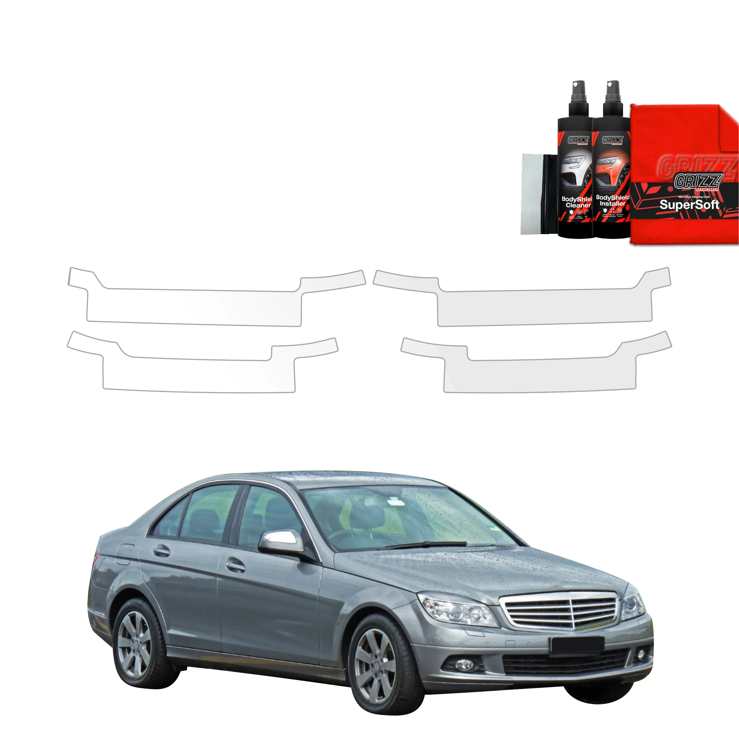 4in1 Schutzfolie Grizz Protector für Schweller - Mercedes Benz C Klasse W204 Sedan (2007-2011)