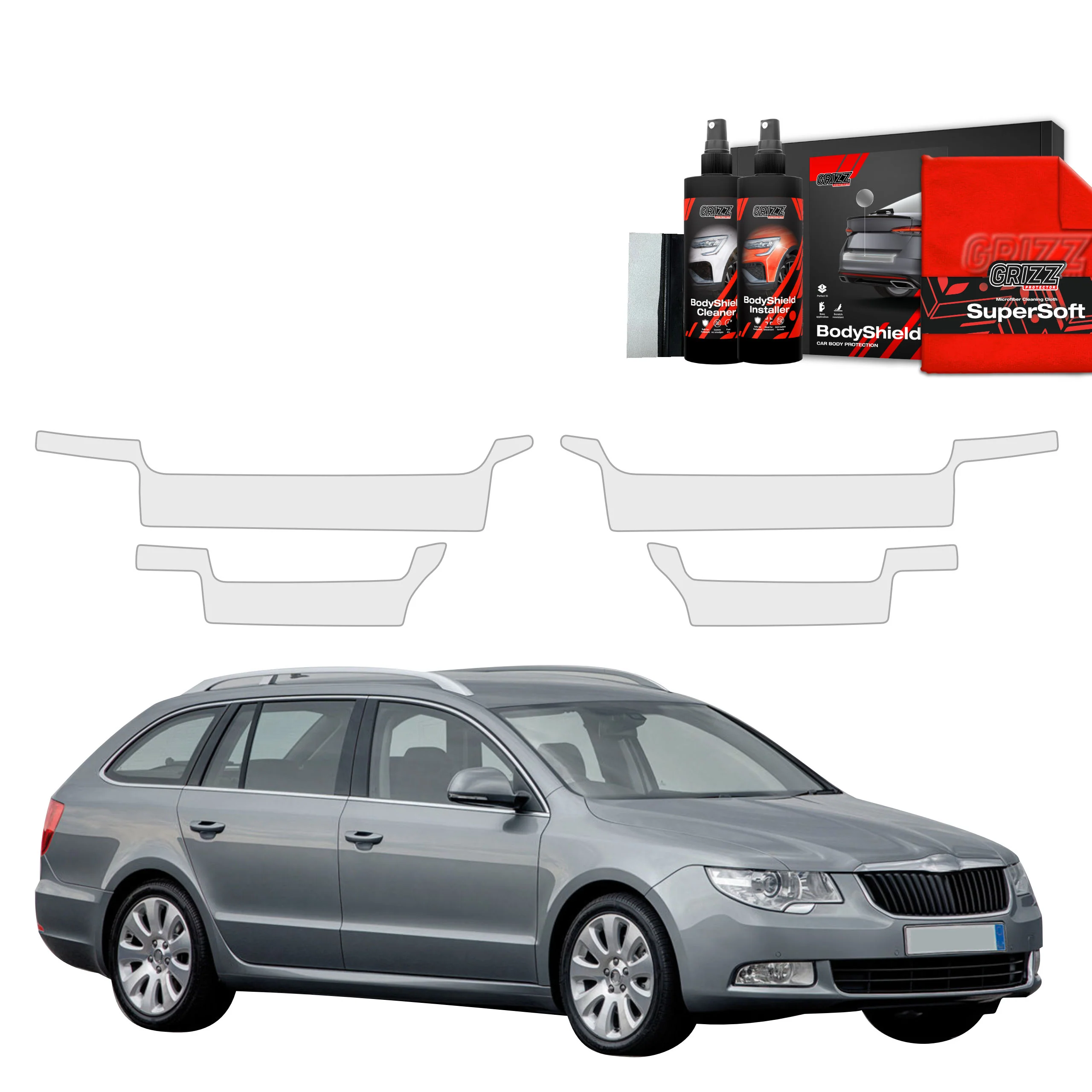 4in1 Schutzfolie Grizz Protector für Schweller - Skoda Superb 2 Kombi (2009-2013)