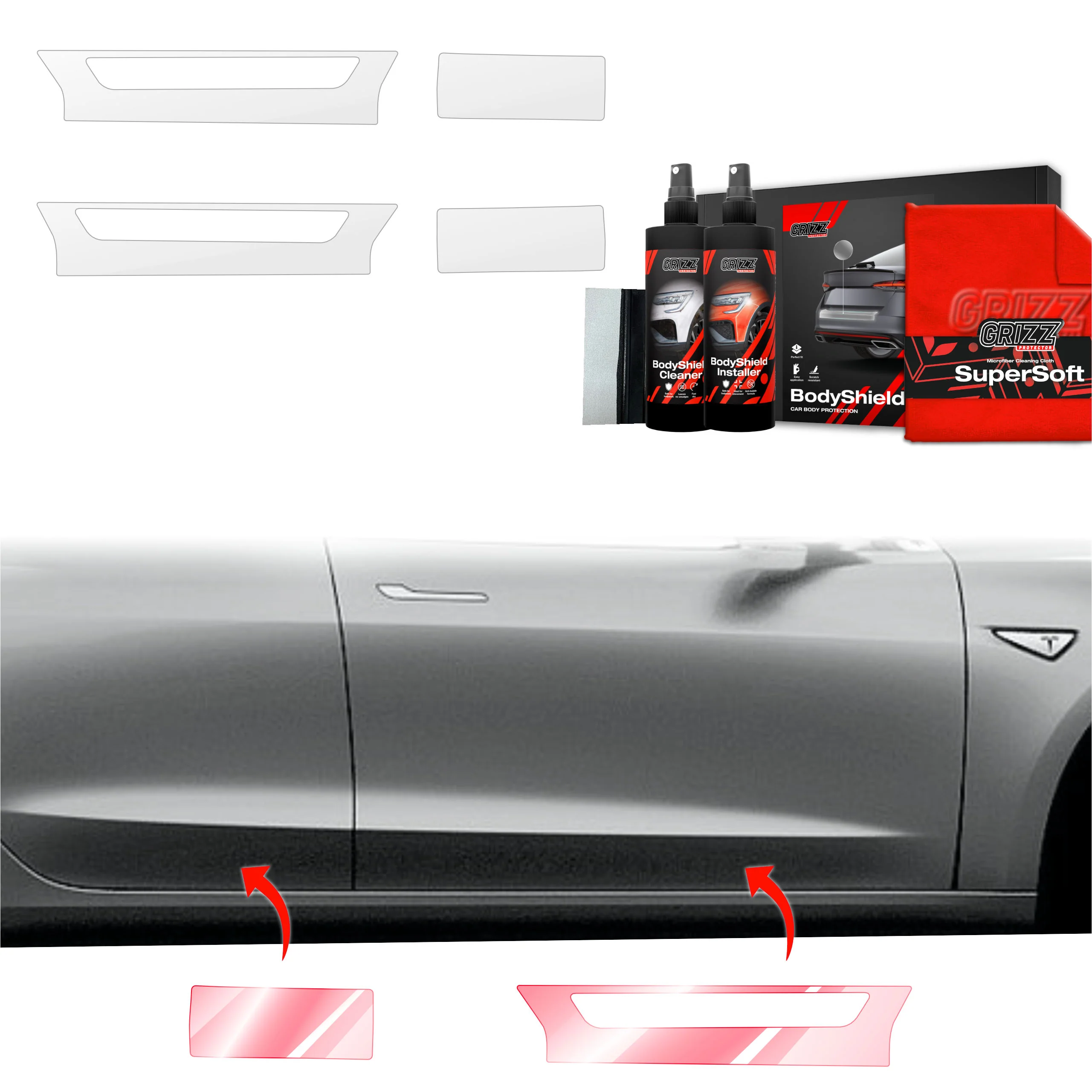 4in1 Schutzfolie Grizz Protector für Schweller - Tesla Model 3 (2017-2020)