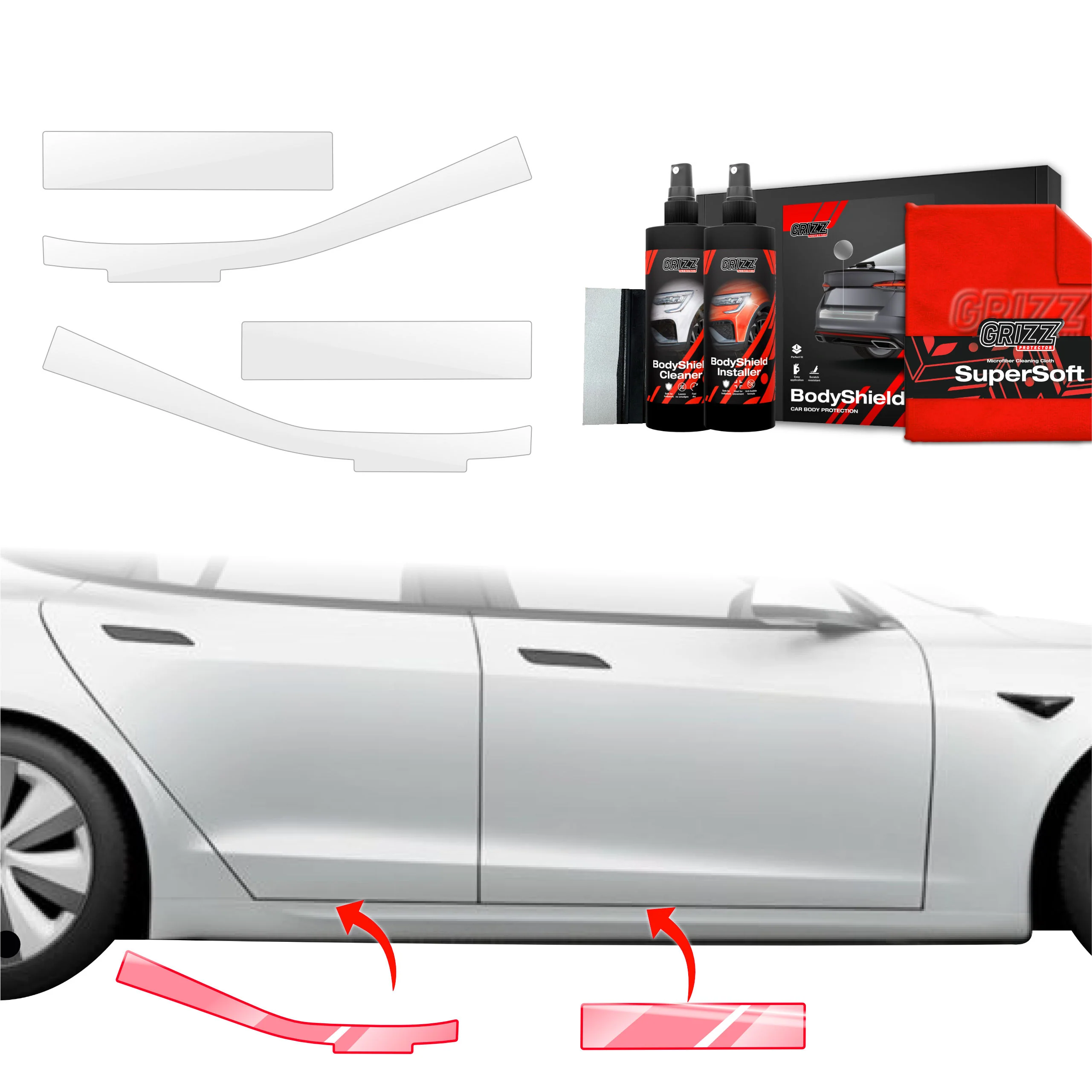 4in1 Schutzfolie Grizz Protector für Schweller - Tesla Model S (2023-2025)