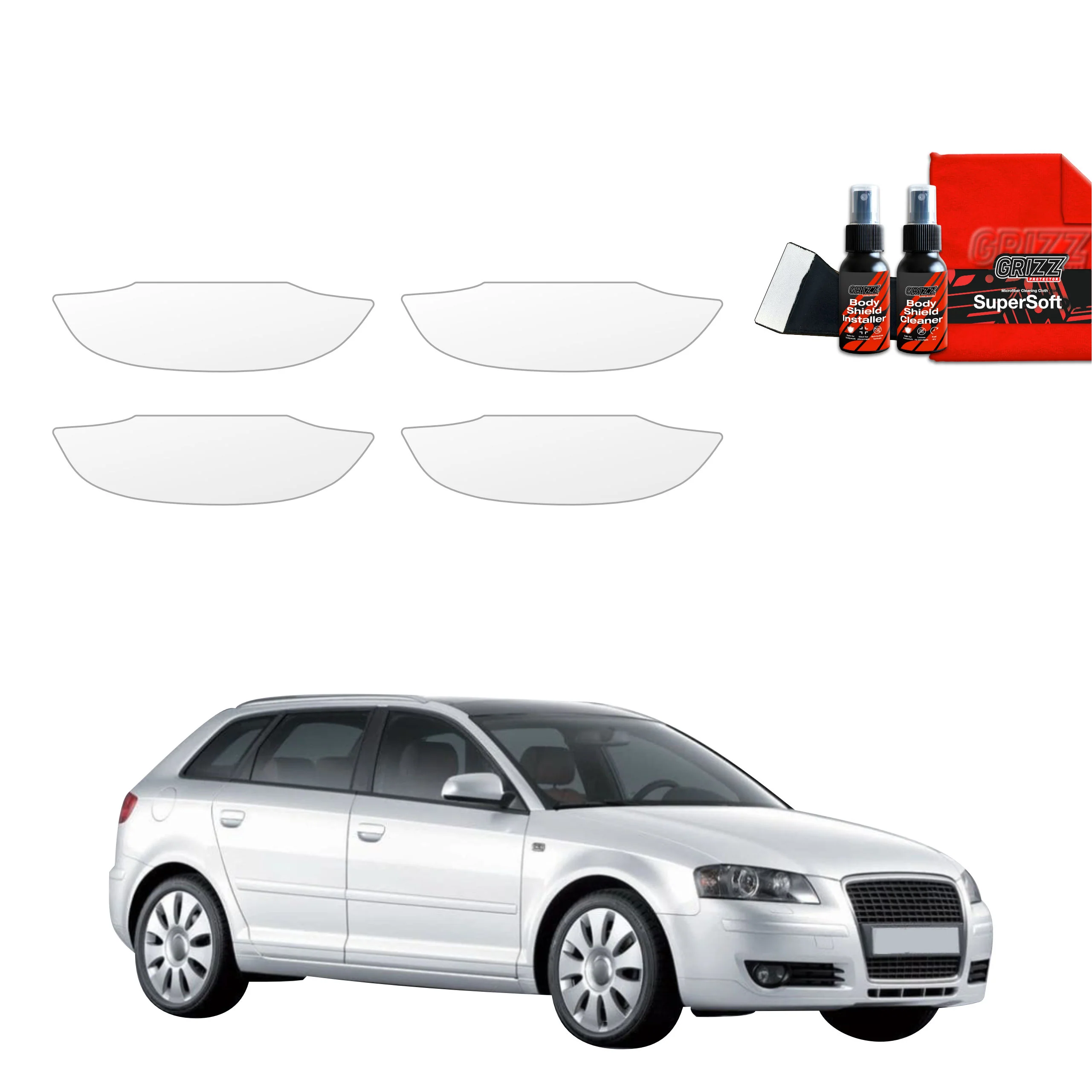 4in1 Schutzfolie Grizz Protector für Türgriffmulden - Audi A3 8P Hatchback 5D (2008-2012)