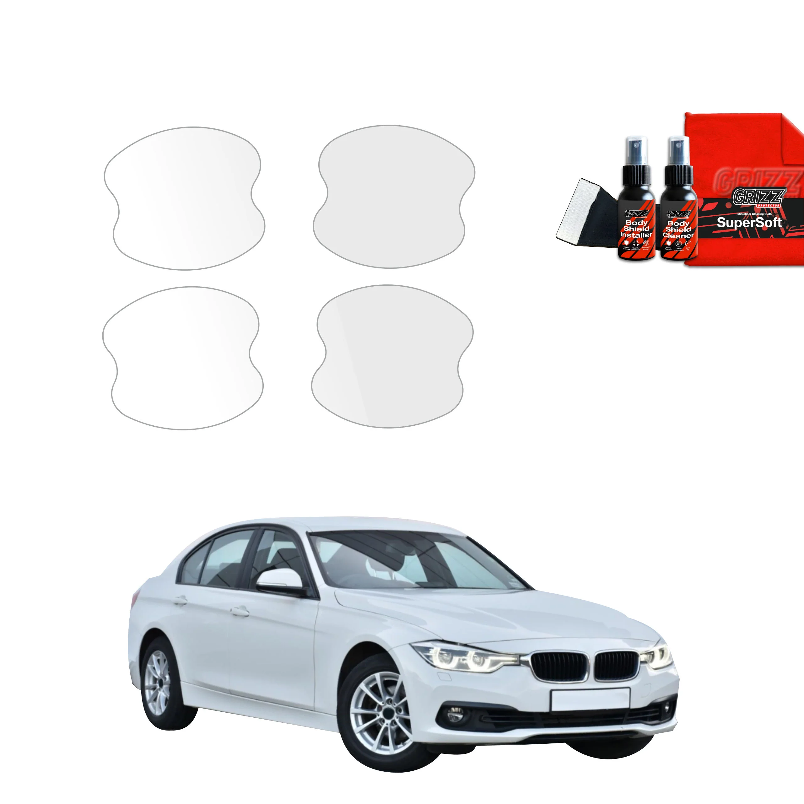 4in1 Schutzfolie Grizz Protector für Türgriffmulden - BMW 3 F30 Sedan LCI (2015-2018)