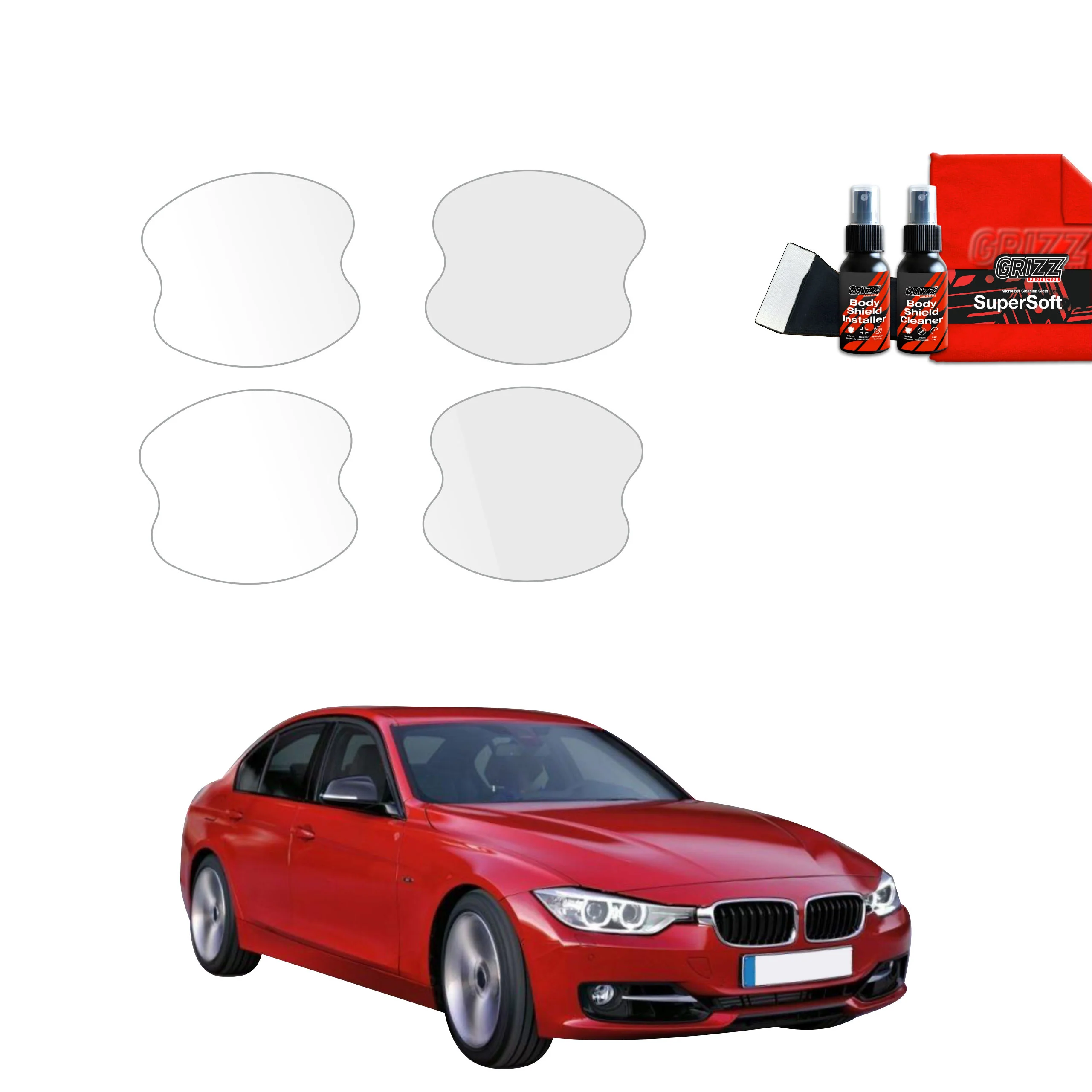 4in1 Schutzfolie Grizz Protector für Türgriffmulden - BMW 3 F30 Sedan Pre-LCI (2011-2015)