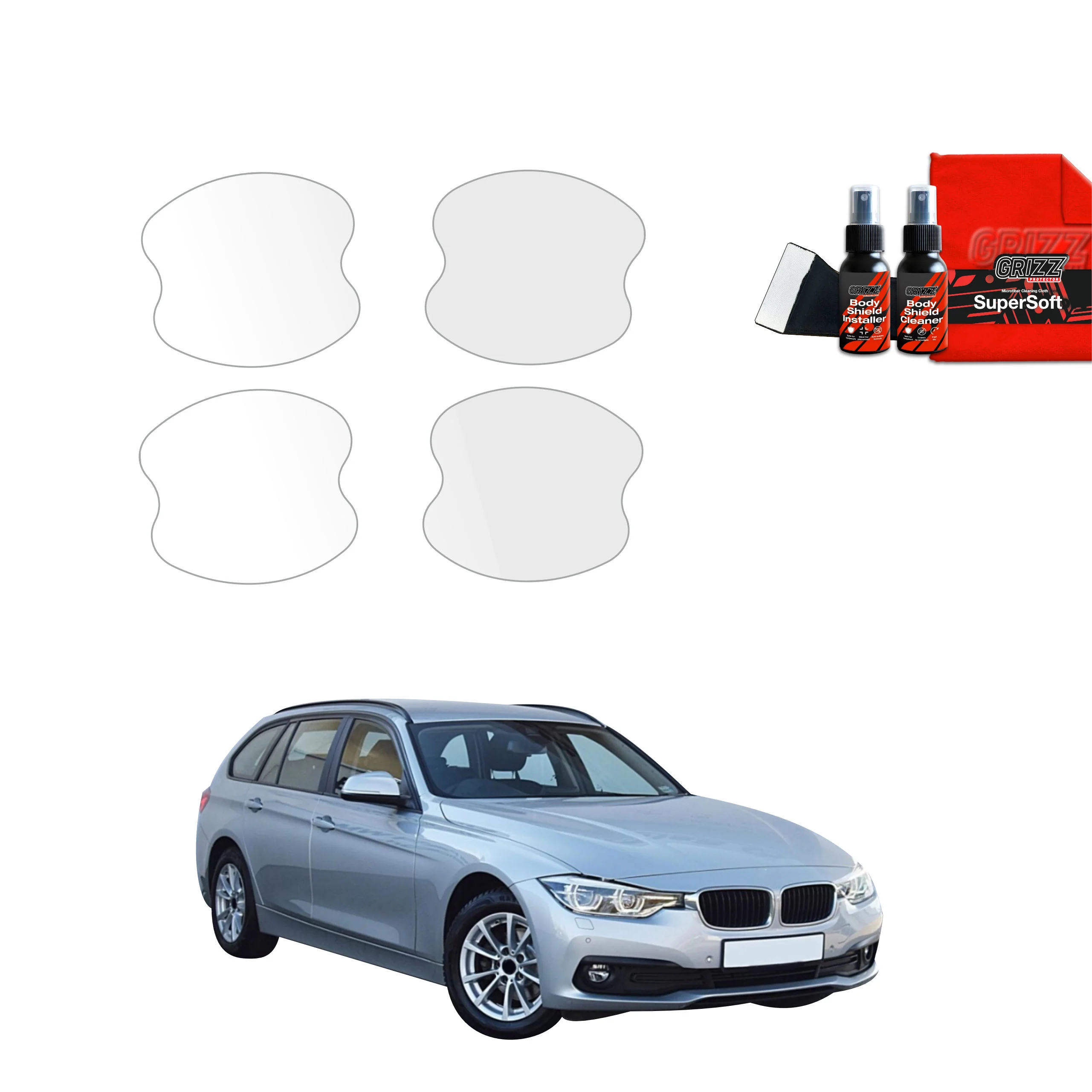 4in1 Schutzfolie Grizz Protector für Türgriffmulden - BMW 3 F31 Kombi LCI (2015-2018)