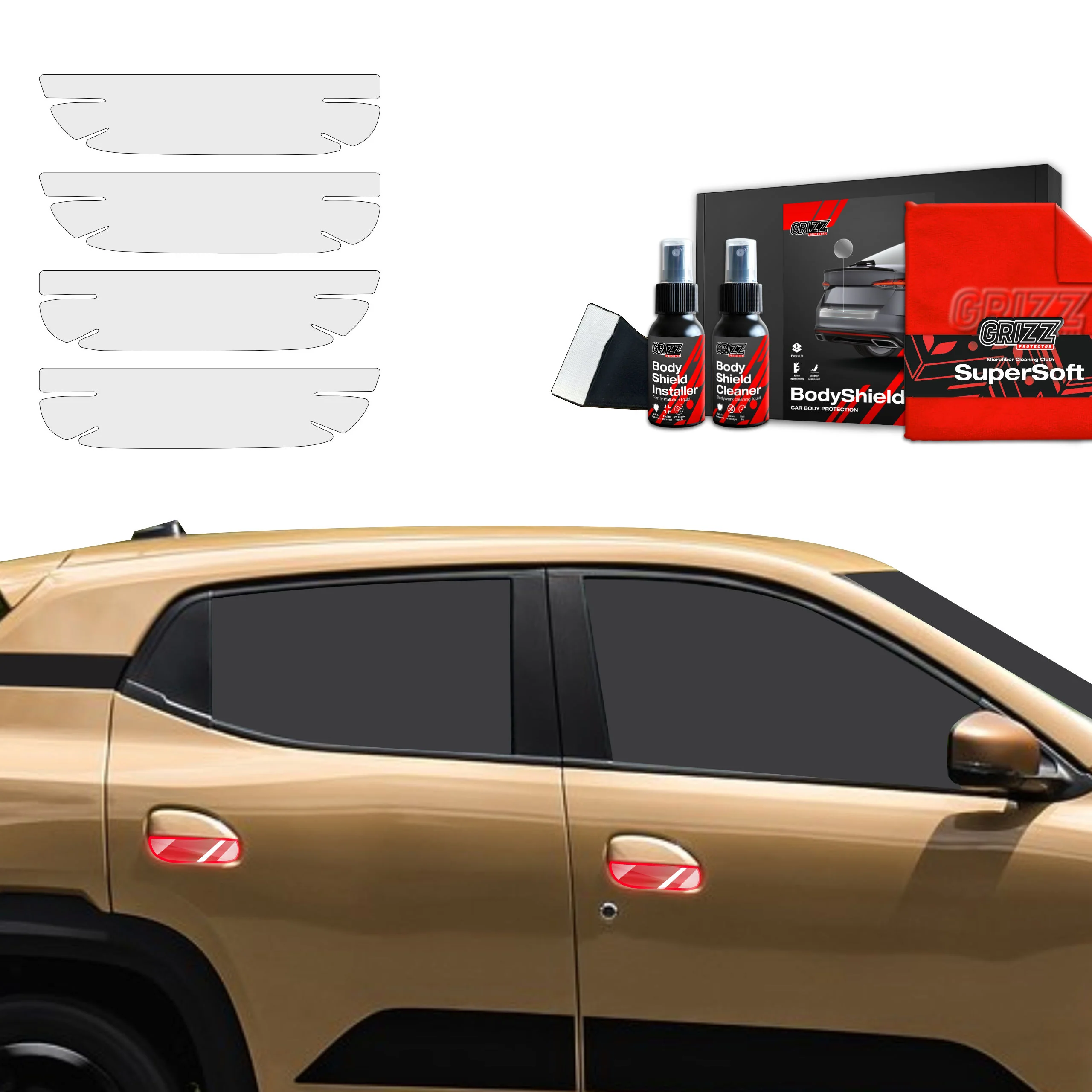 4in1 Schutzfolie Grizz Protector für Türgriffmulden - Dacia Spring (2024-2025)