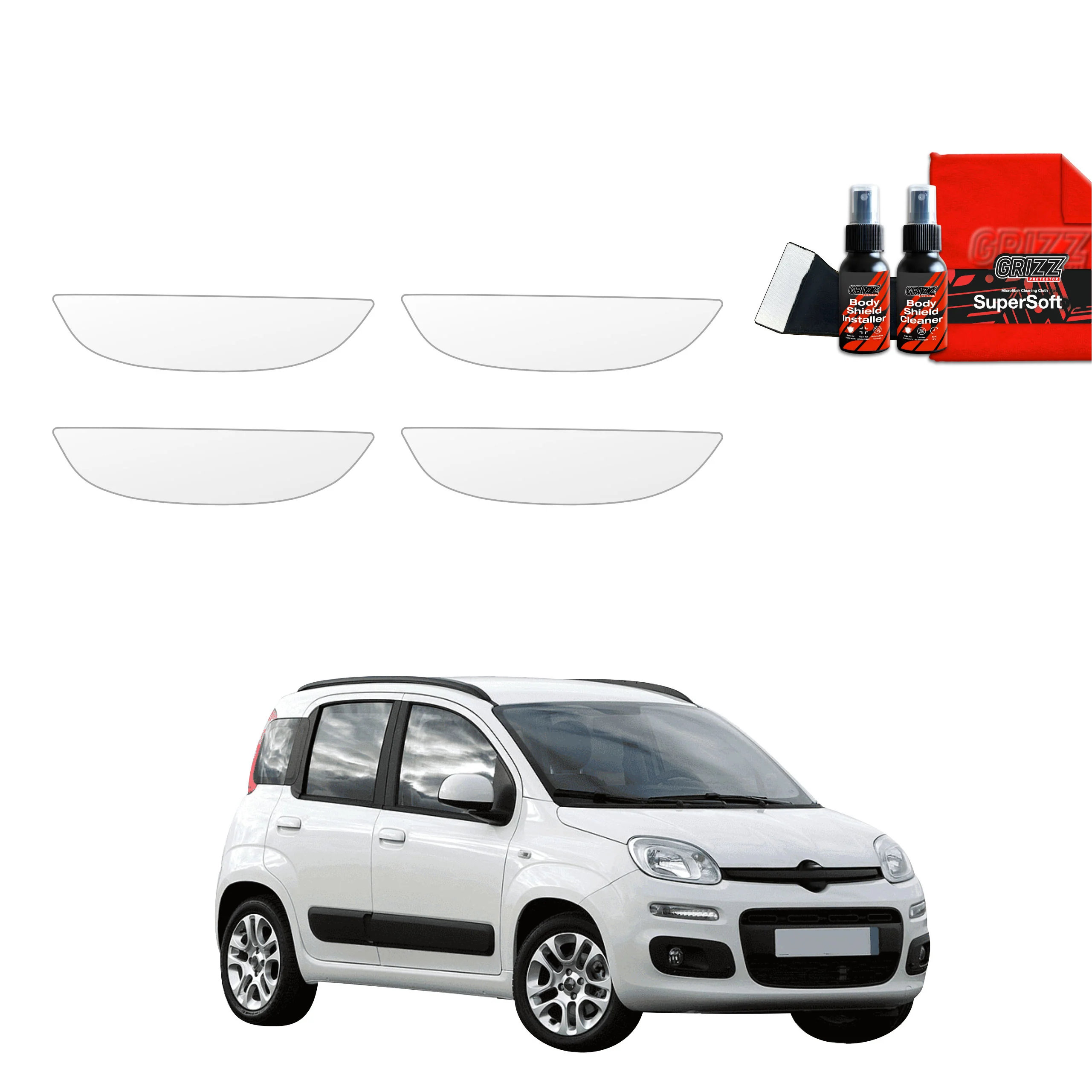 4in1 Schutzfolie Grizz Protector für Türgriffmulden - Fiat Panda 3 Hatchback 5D (2011-2016)