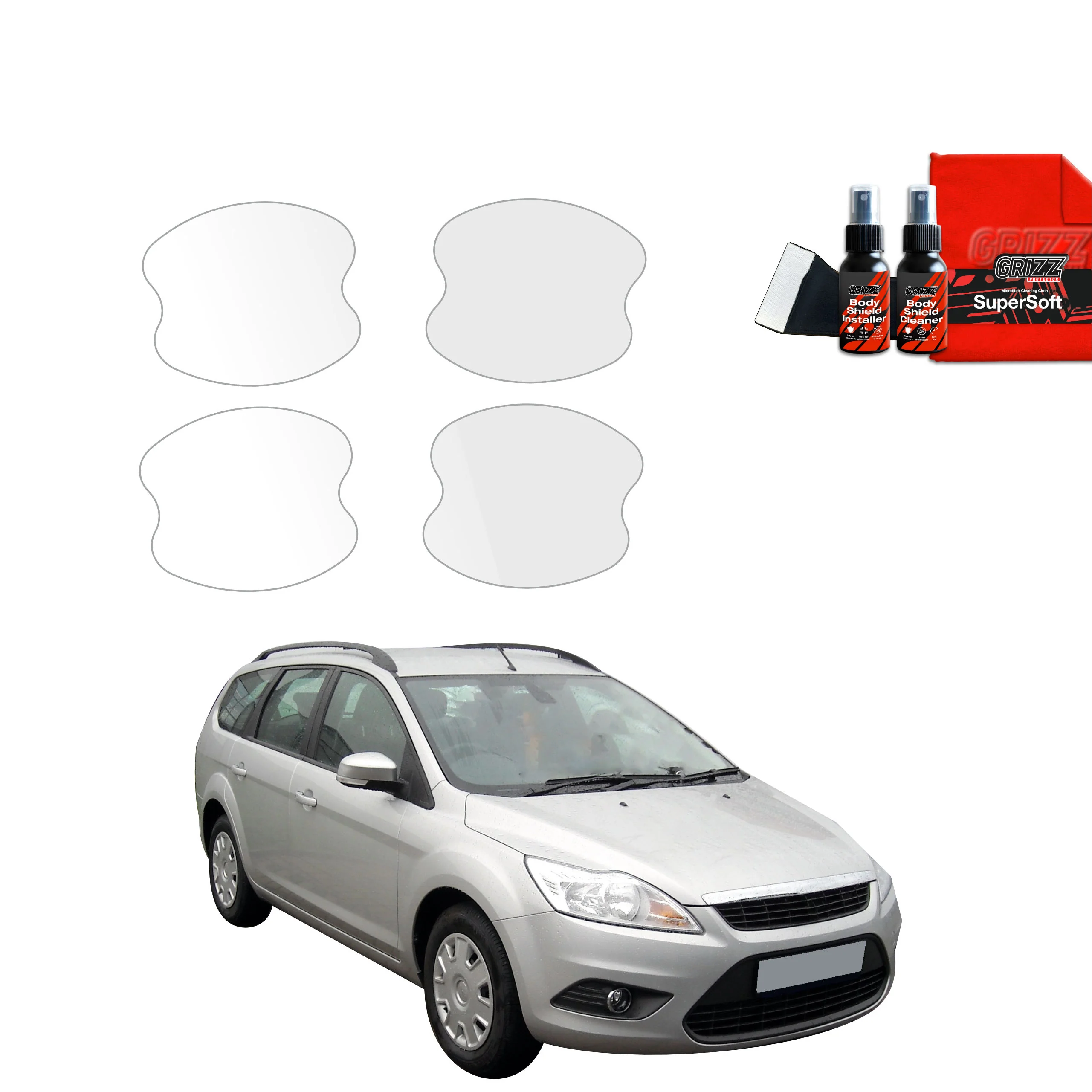 4in1 Schutzfolie Grizz Protector für Türgriffmulden - Ford Focus Mk2 Kombi Facelifting (2007-2011)