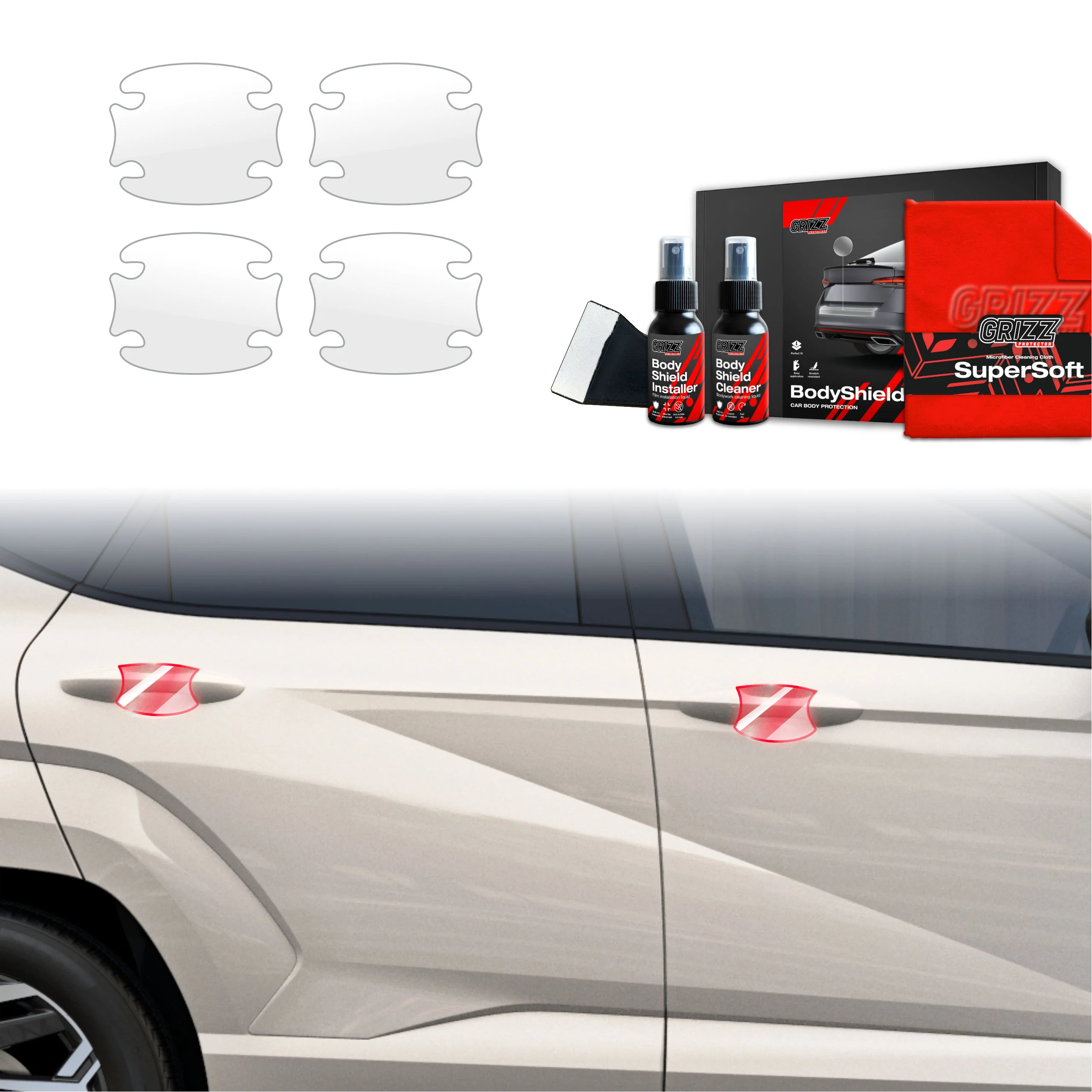 4in1 Schutzfolie Grizz Protector für Türgriffmulden - Hyundai Kona N-Line (2023-2025)