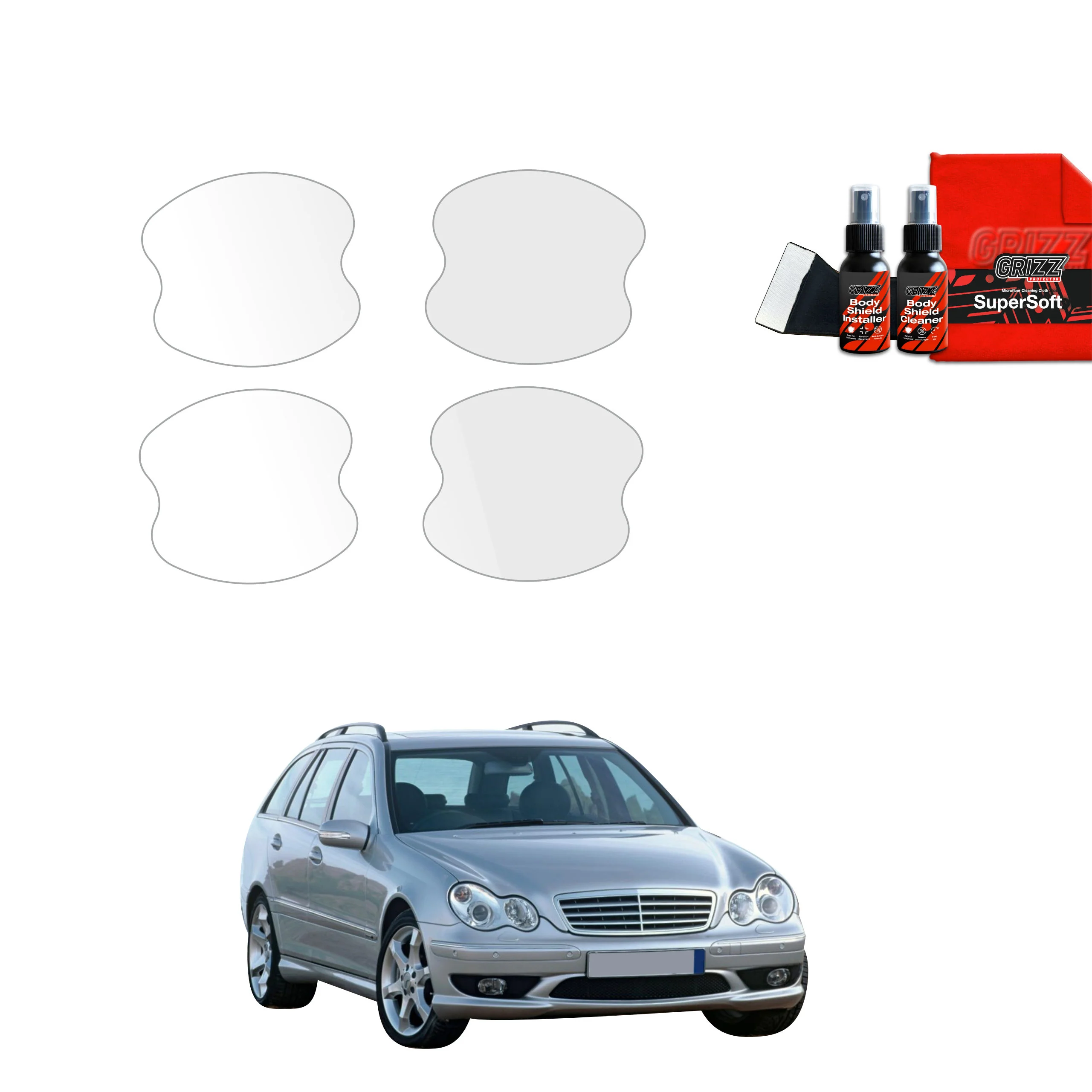 4in1 Schutzfolie Grizz Protector für Türgriffmulden - Mercedes Benz C Klasse S203 Kombi (2001-2007)