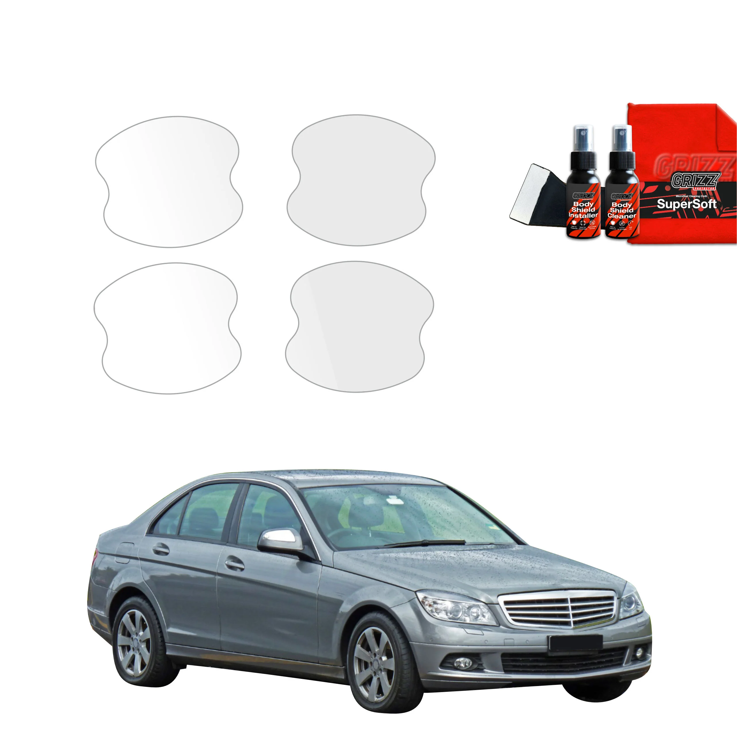 4in1 Schutzfolie Grizz Protector für Türgriffmulden - Mercedes Benz C Klasse W204 Sedan (2007-2011)