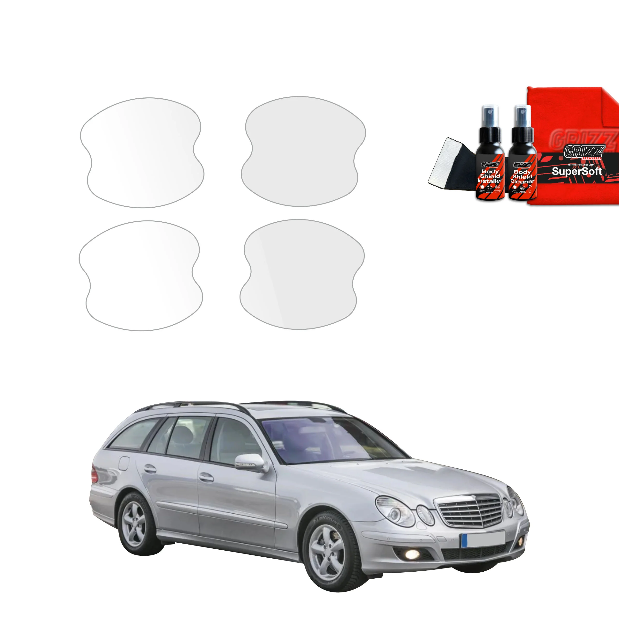 4in1 Schutzfolie Grizz Protector für Türgriffmulden - Mercedes Benz E Klasse S211 Kombi (2002-2009)