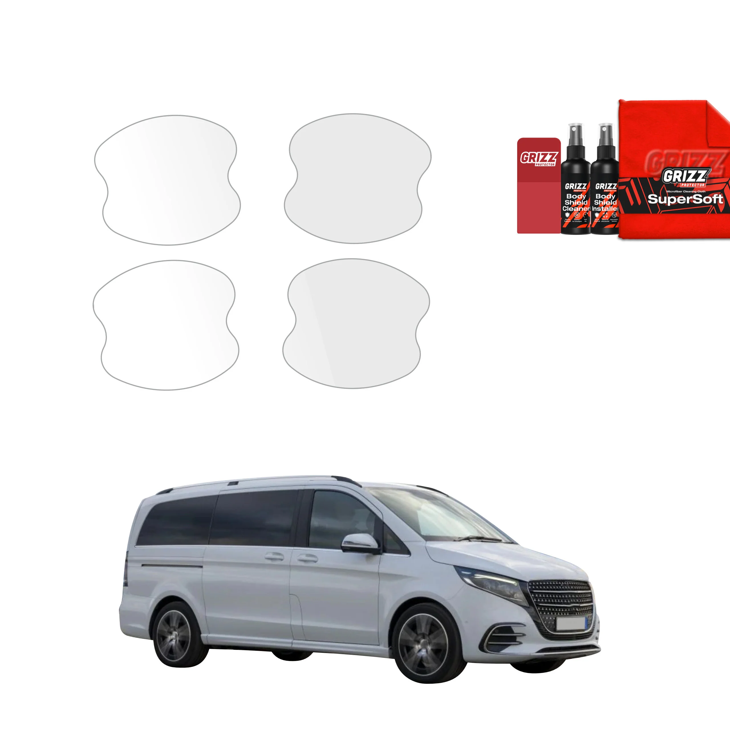 4in1 Schutzfolie Grizz Protector für Türgriffmulden - Mercedes V Klasa (2025-2026)
