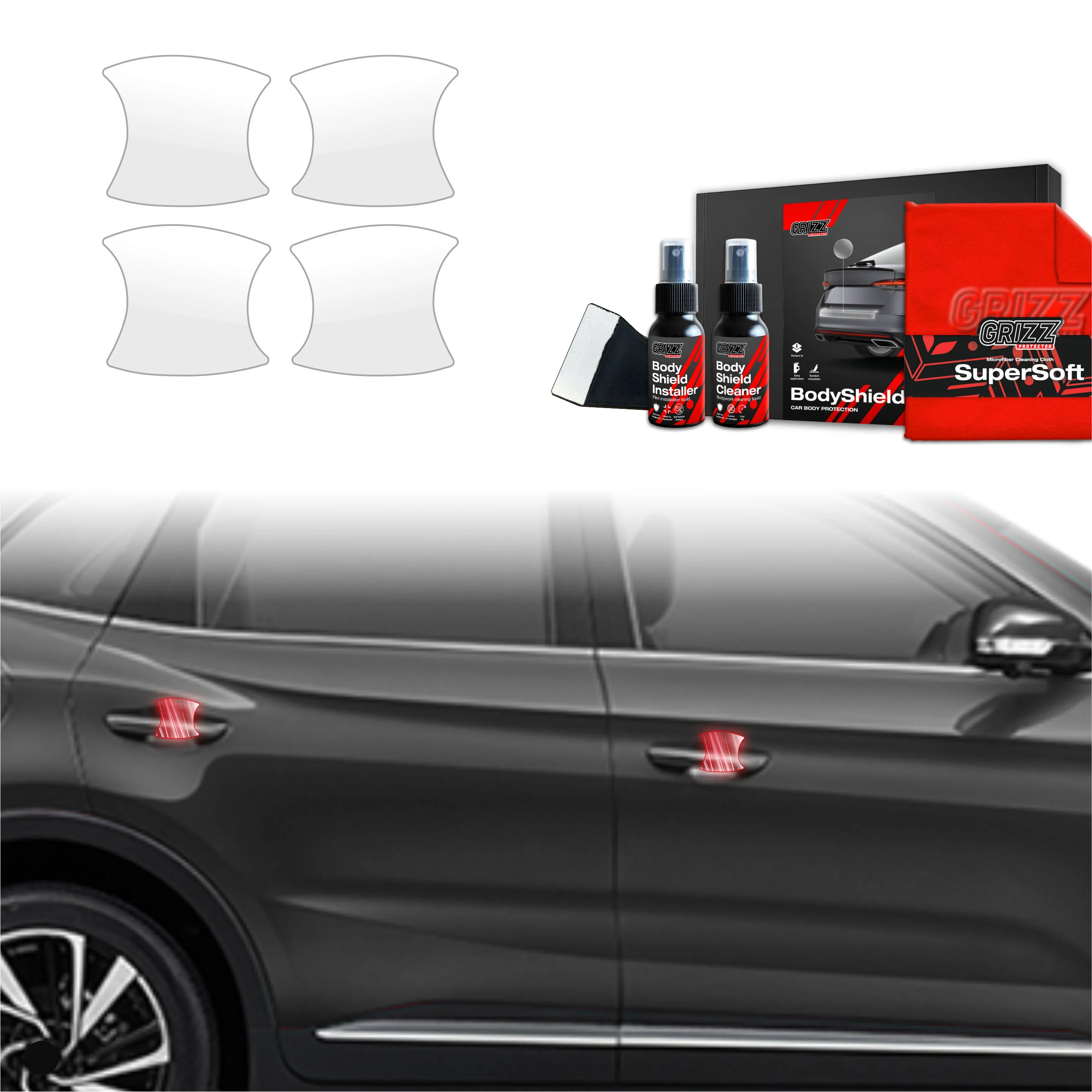 4in1 Schutzfolie Grizz Protector für Türgriffmulden - MG ZS Hybrid+ (2024-2025)