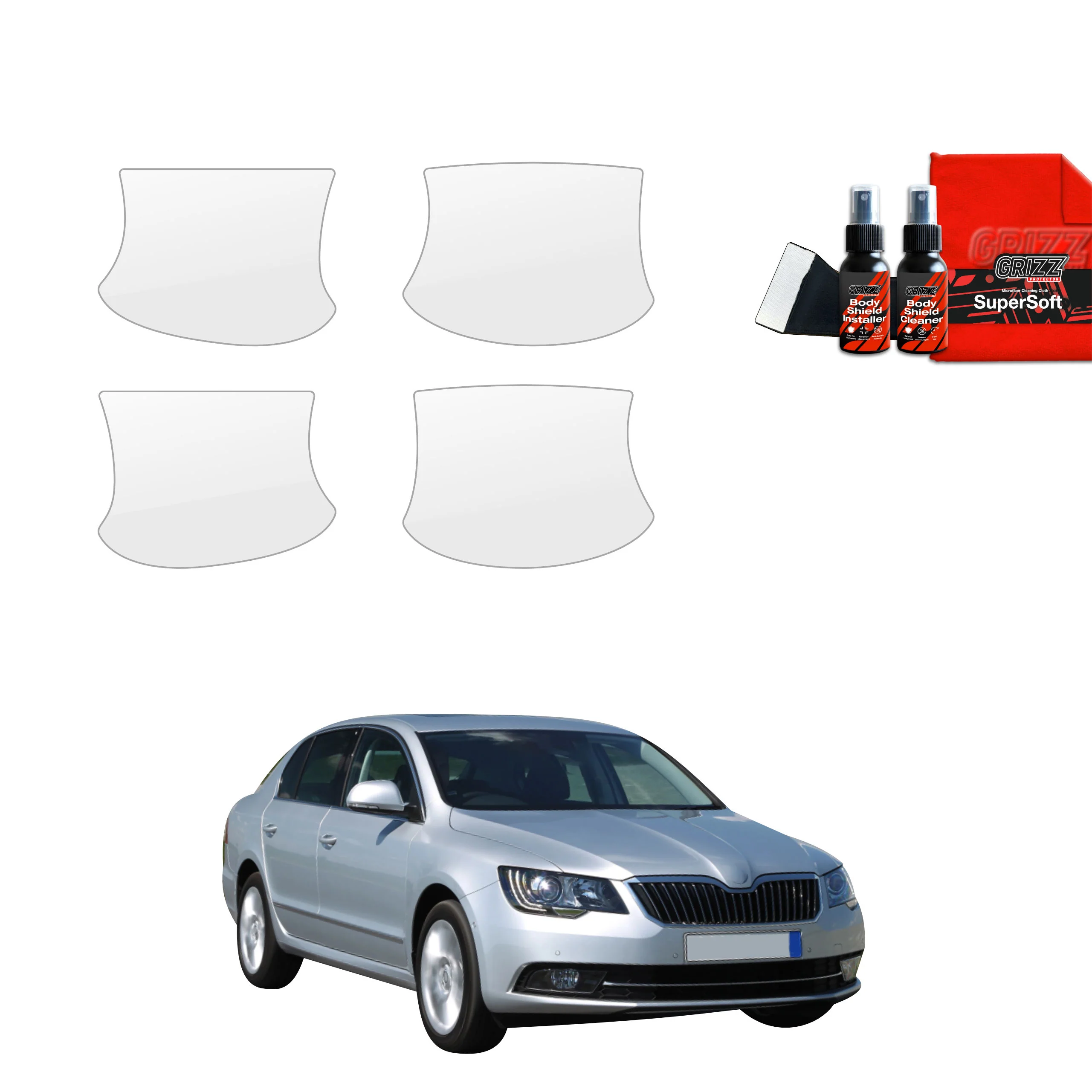 4in1 Schutzfolie Grizz Protector für Türgriffmulden - Skoda Superb 2 Facelifting (2013-2015)