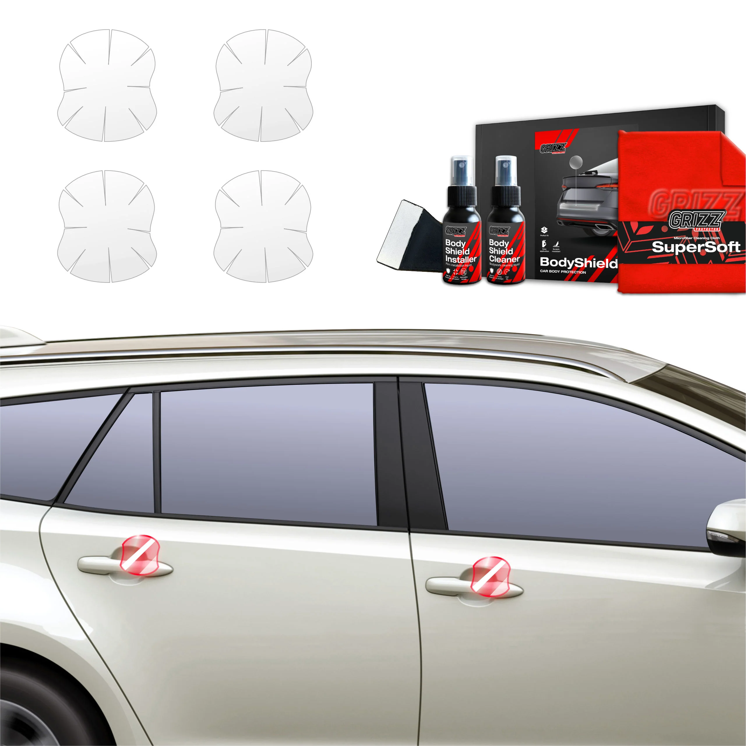 4in1 Schutzfolie Grizz Protector für Türgriffmulden - Toyota Corolla Kombi Facelift (2022-2025)