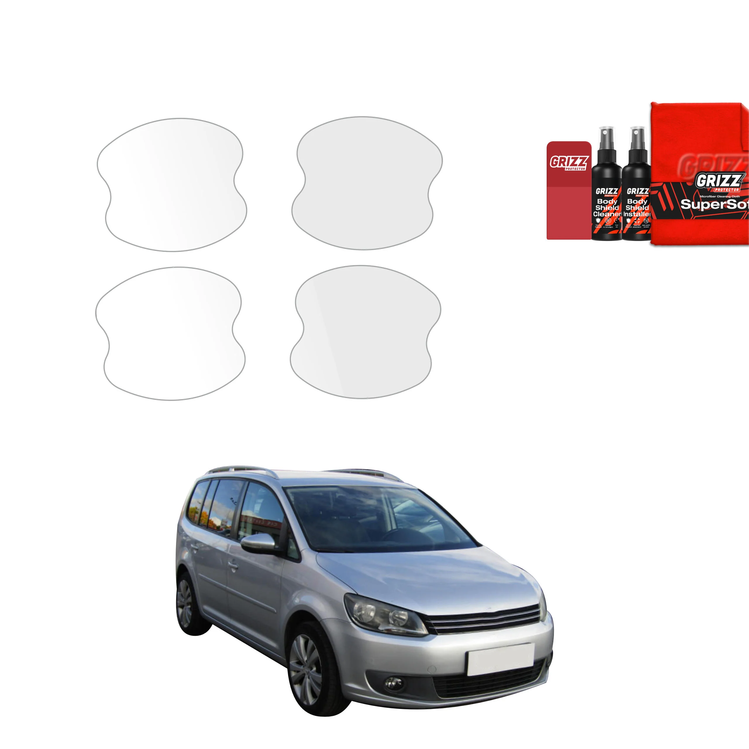 4in1 Schutzfolie Grizz Protector für Türgriffmulden - Volkswagen Touran I MPV 5D (2010-2015)