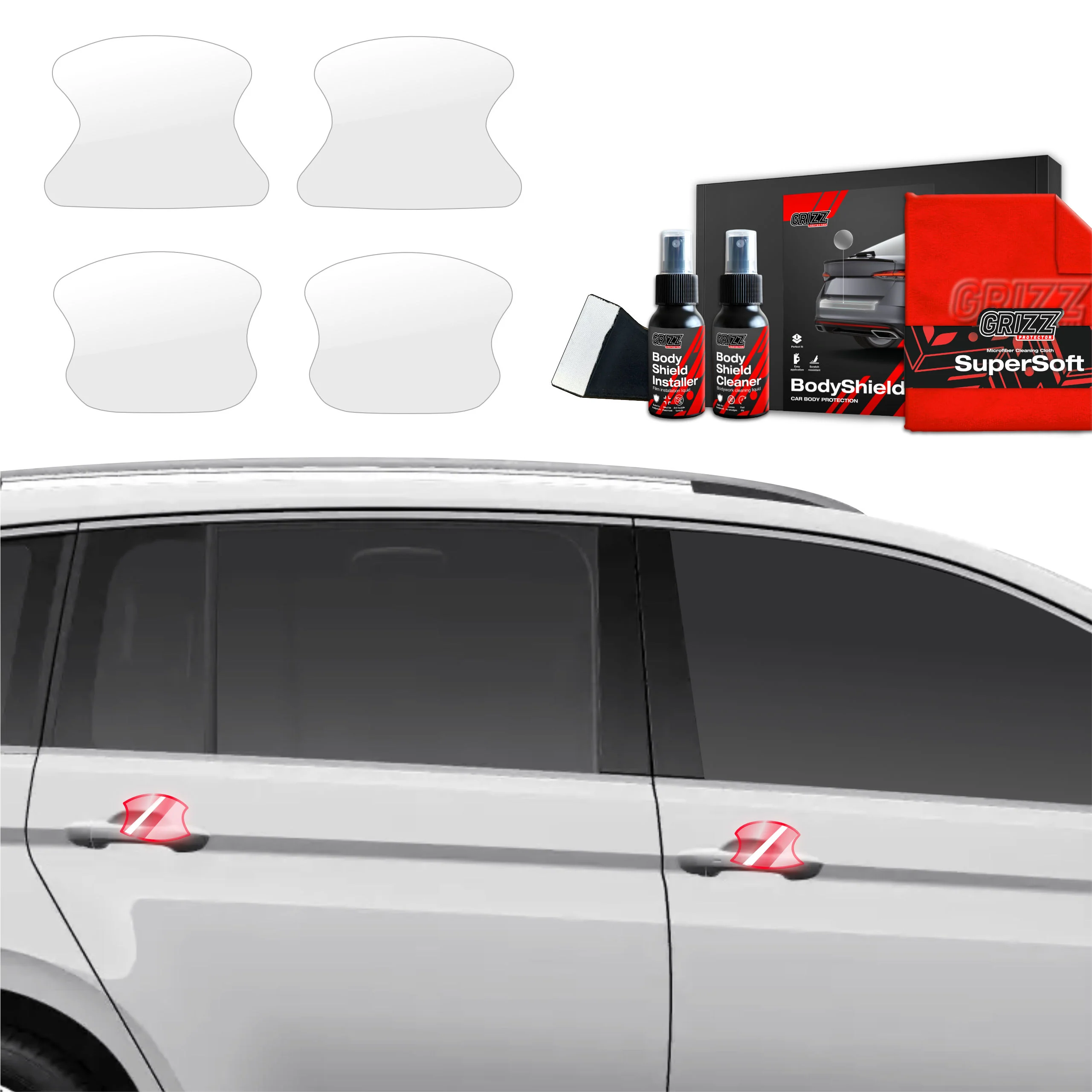 4in1 Schutzfolie Grizz Protector für Türgriffmulden - Volkswagen VW Touran (2024-2025)