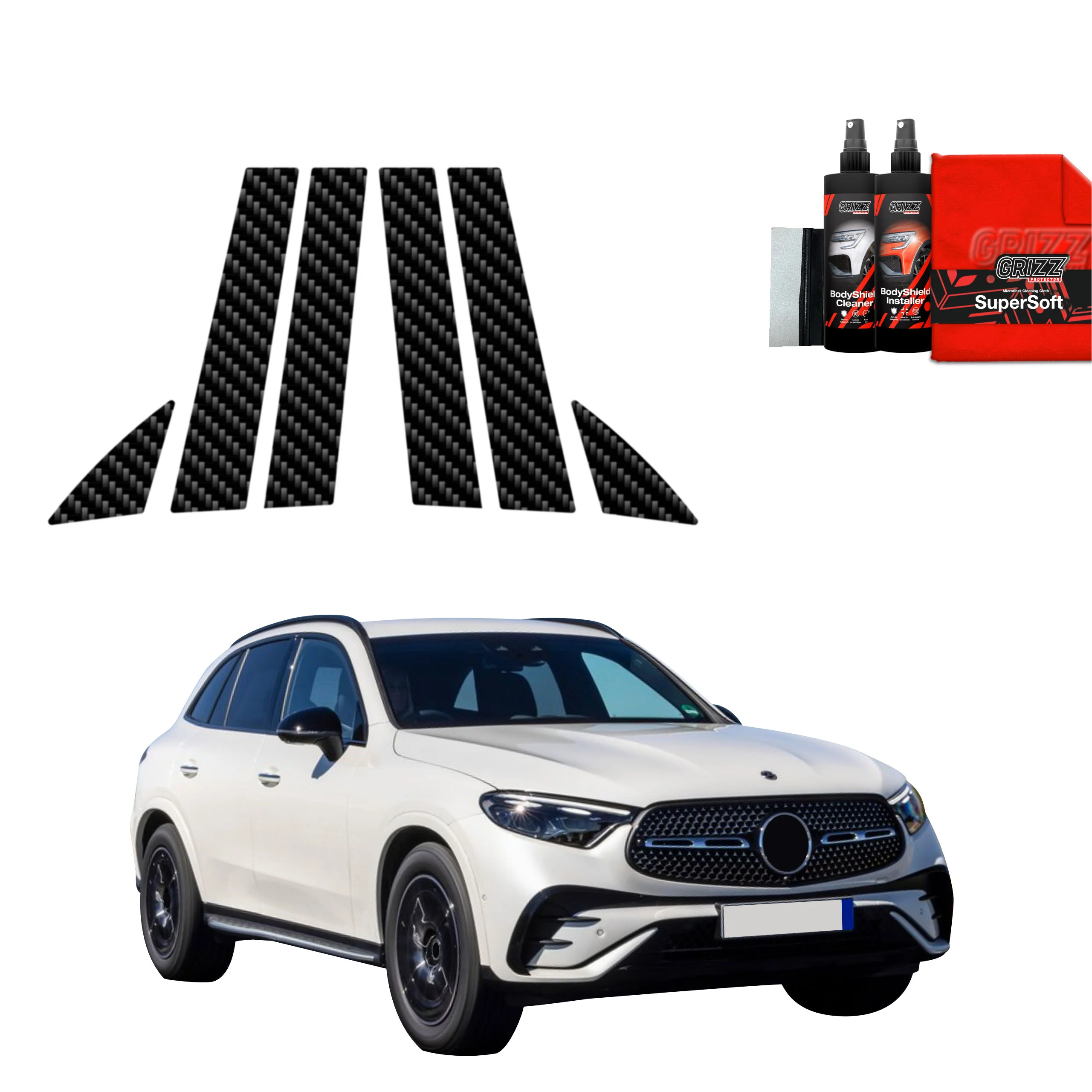 6in1 Kohlenstoff Schutzfolie Grizz Protector für B-C-Säule - Mercedes-Benz GLC C254 (2023-2025)