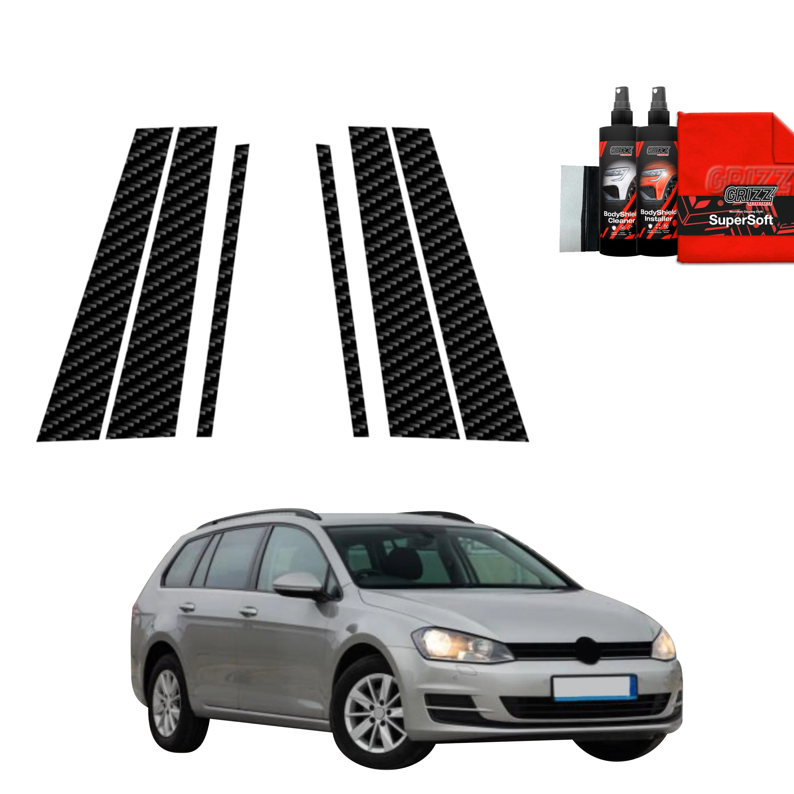 6in1 Kohlenstoff Schutzfolie Grizz Protector für B-C-Säule - Volkswagen Golf 7 Variant (2013-2020)