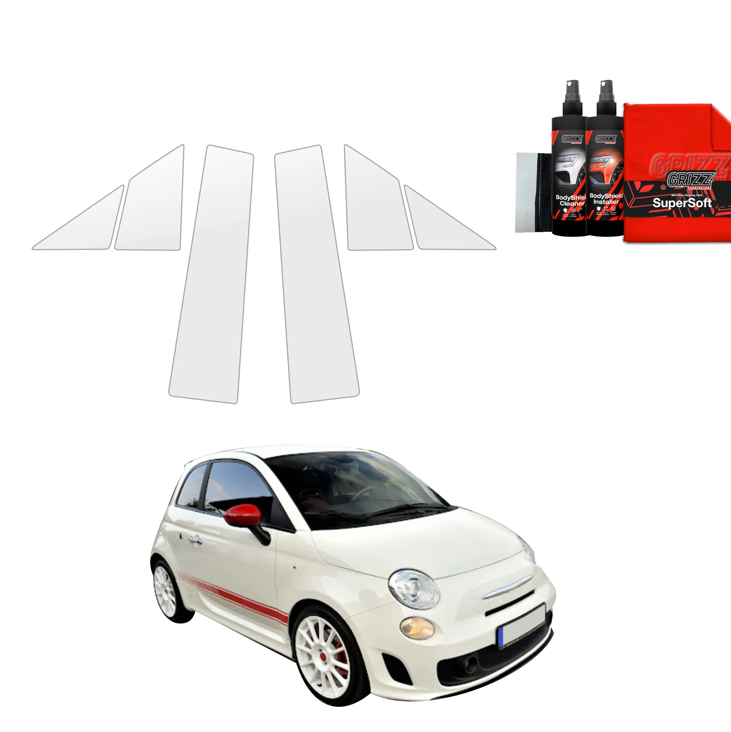 6in1 Schutzfolie Grizz Protector für A-B-Säule - Abarth 500 (2016-2023)