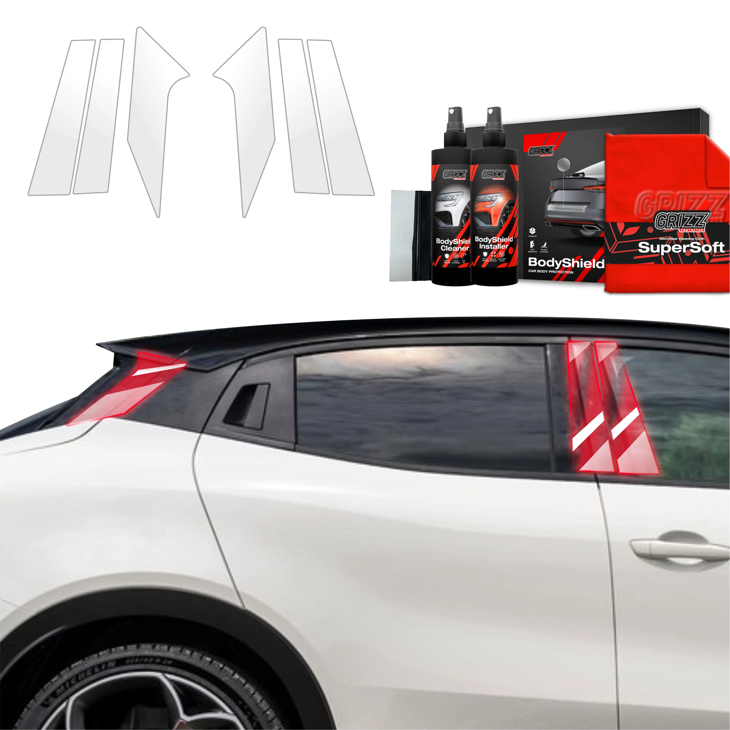 6in1 Schutzfolie Grizz Protector für B-C-Säule - Alfa Romeo Junior (2024-2025)