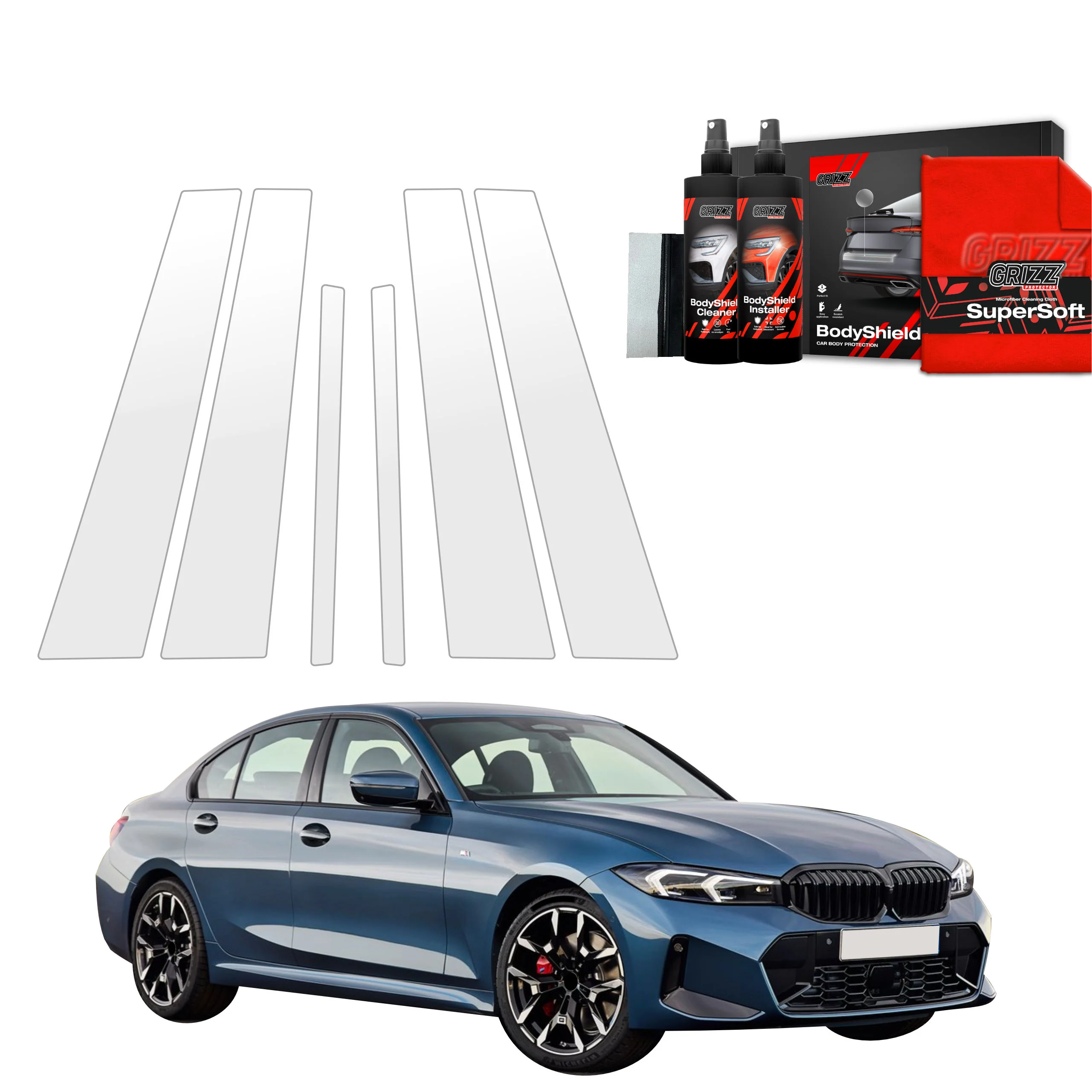 6in1 Schutzfolie Grizz Protector für B-C-Säule - BMW 3 Sedan (2025)