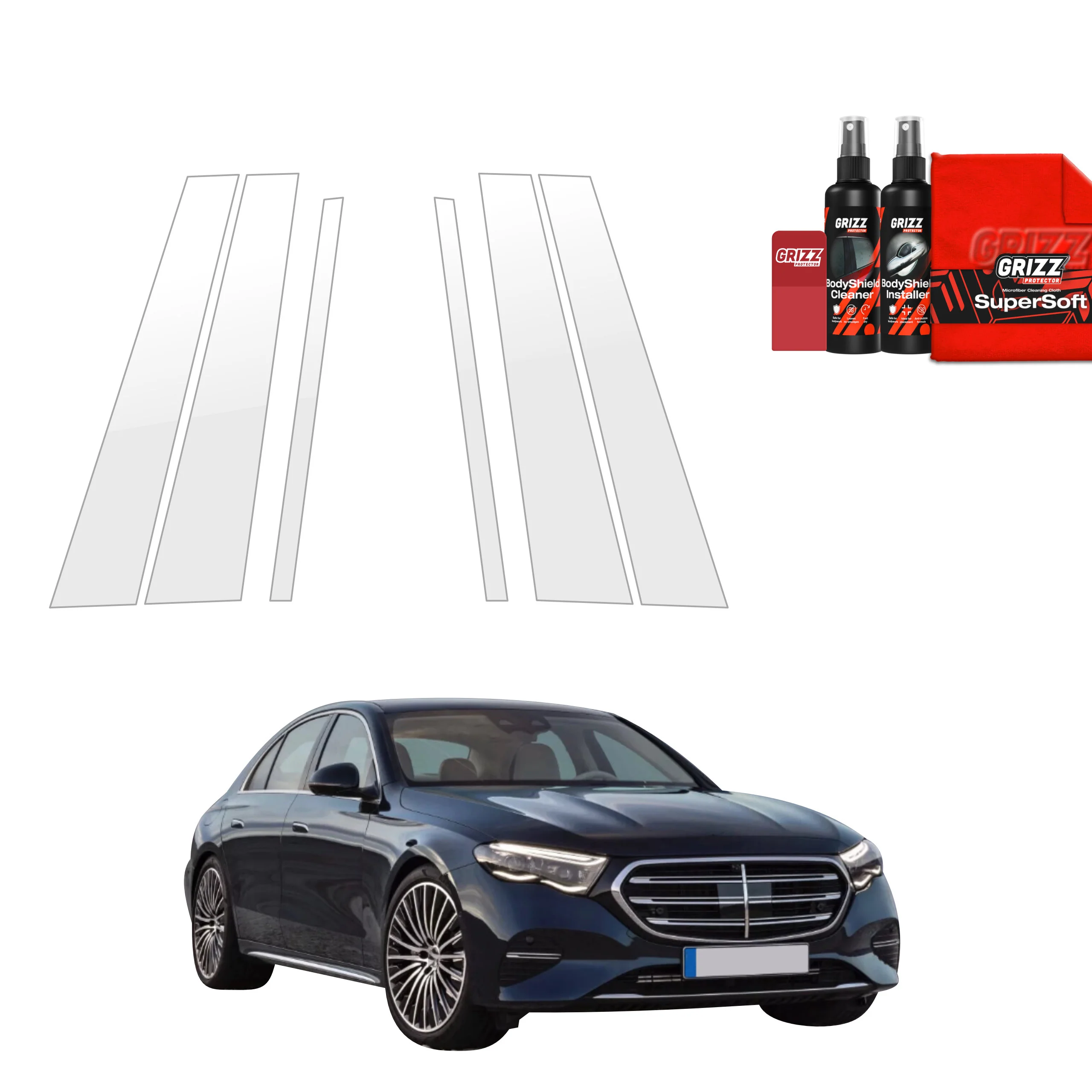 6in1 Schutzfolie Grizz Protector für B-C-Säule - Mercedes E Klasa (2016-2023)